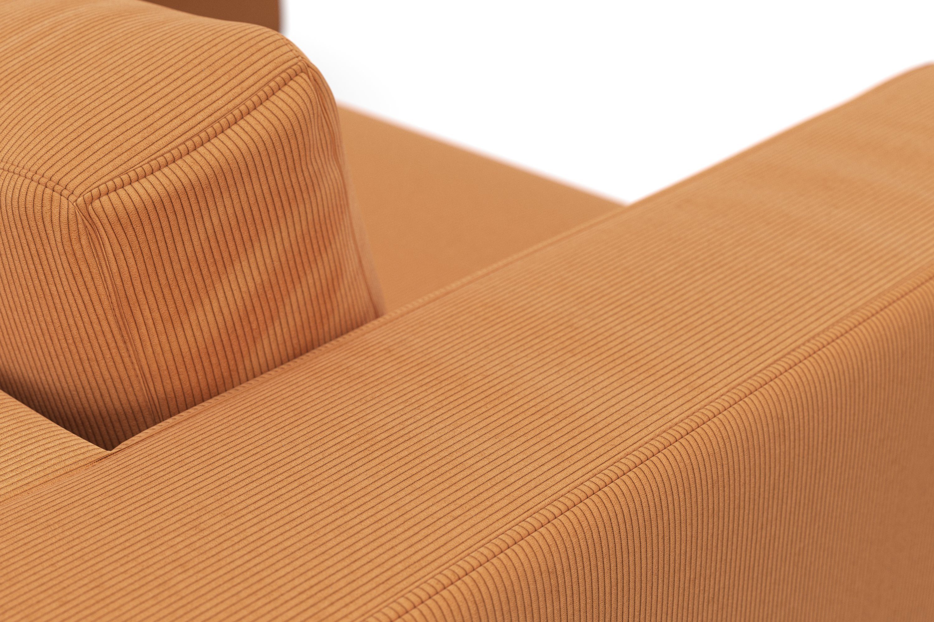 DOMO collection Hoekbank Modica, tijdloos en elegant, L-vorm moderne uitstraling met ruime recamière, ook in cord