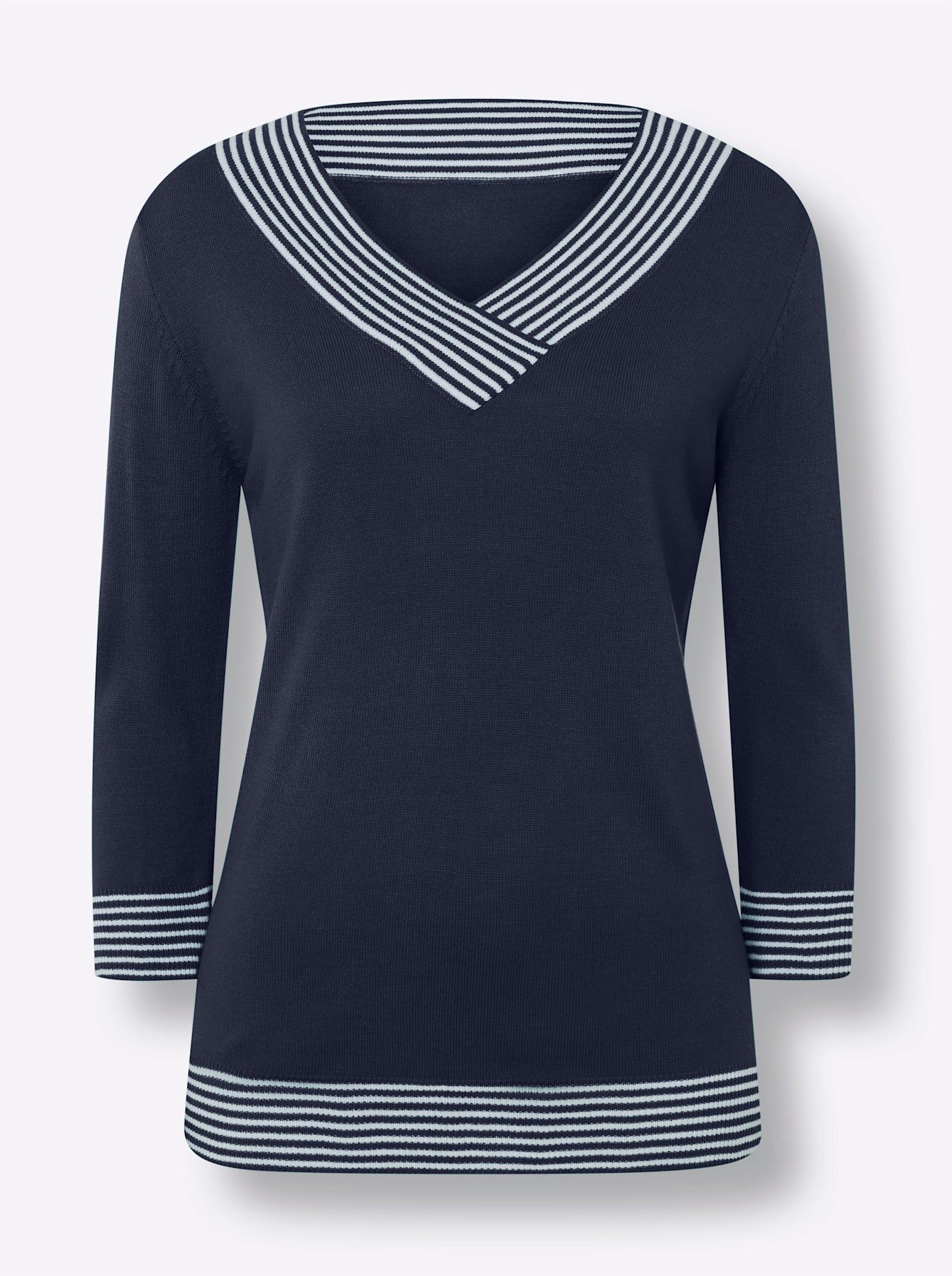 Classic Basics Trui met 3 4 mouwen Trui met V-hals
