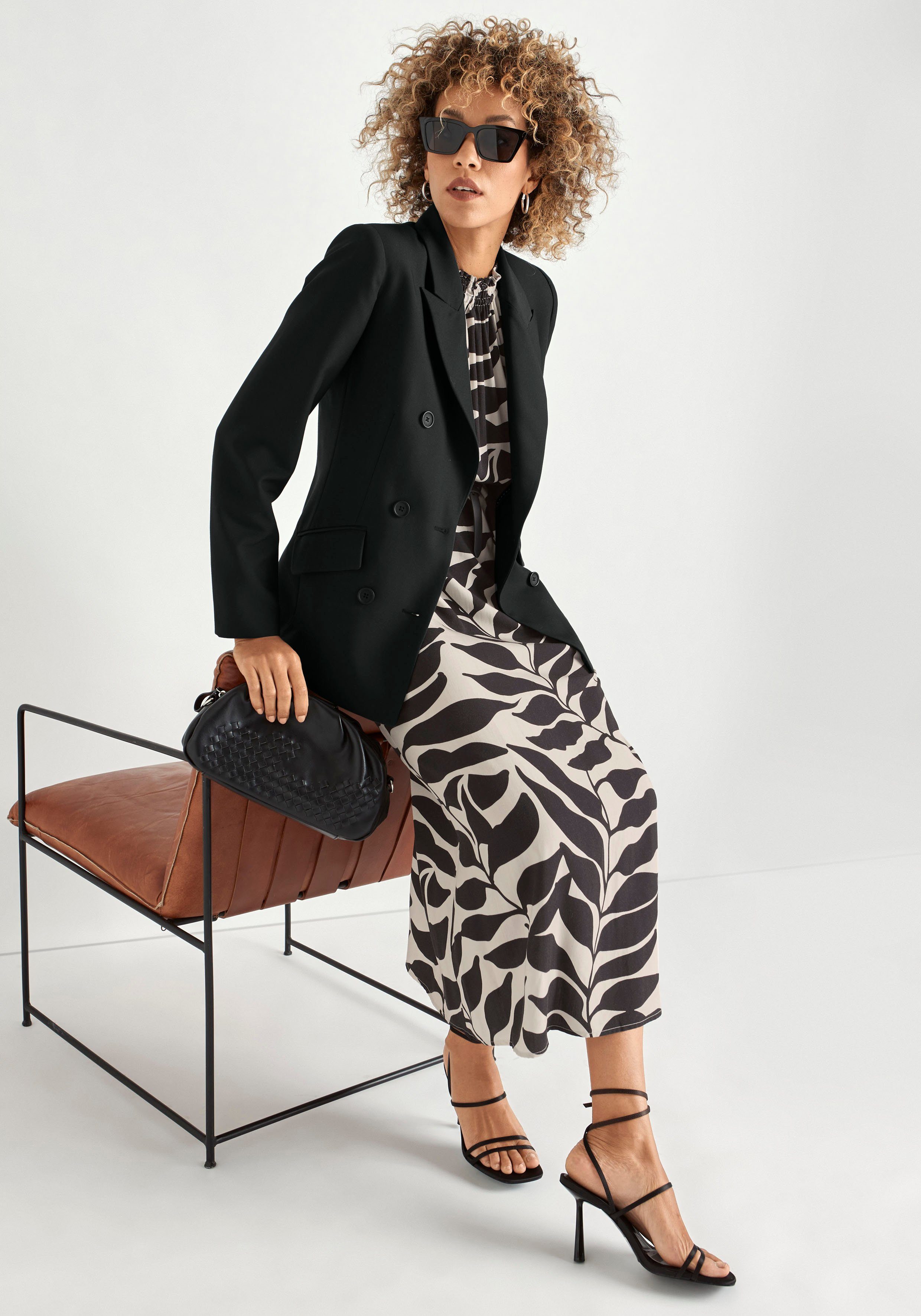 HECHTER PARIS Midi-jurk kuitlang, figuurvolgend, van viscose, met striksluiting