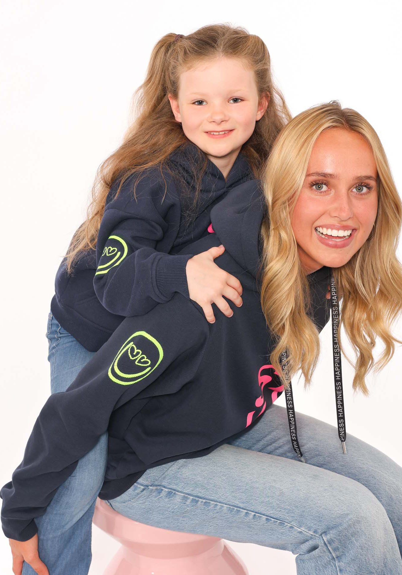 Zwillingsherz Hoodie Alissa met smile-print