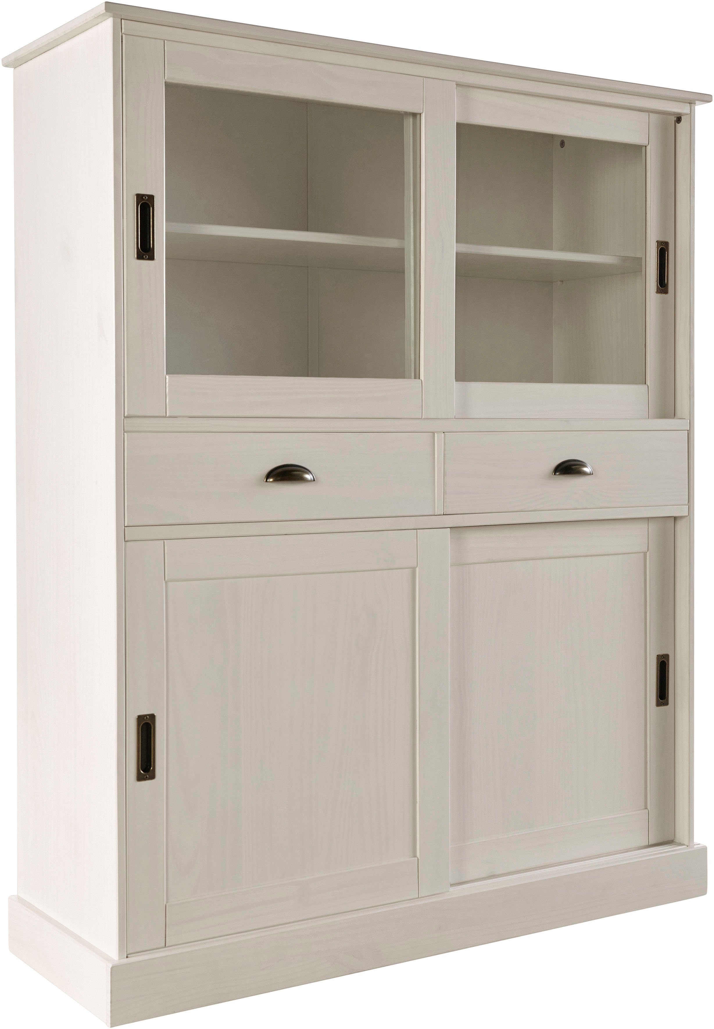 Home affaire Highboard Schröder Vitrine van massief dennenhout, breedte 114 cm