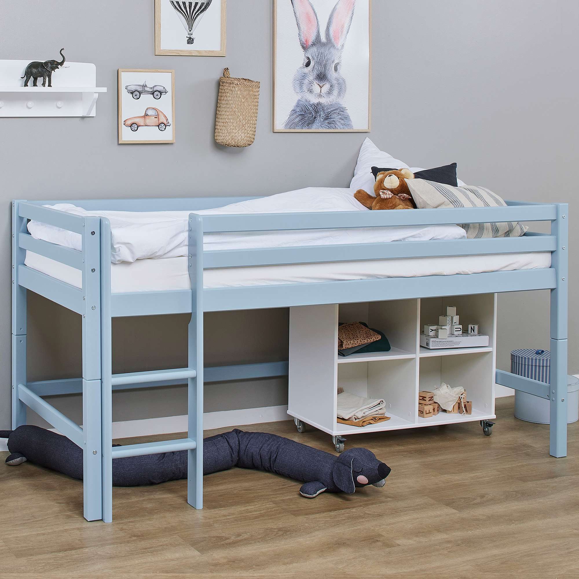 Hoppekids Hoogslaper ECO Dream MY COLOR 90x200, om te bouwen tot een eenpersoonsbed, 4 kleuren (set) hoogslapers blauw