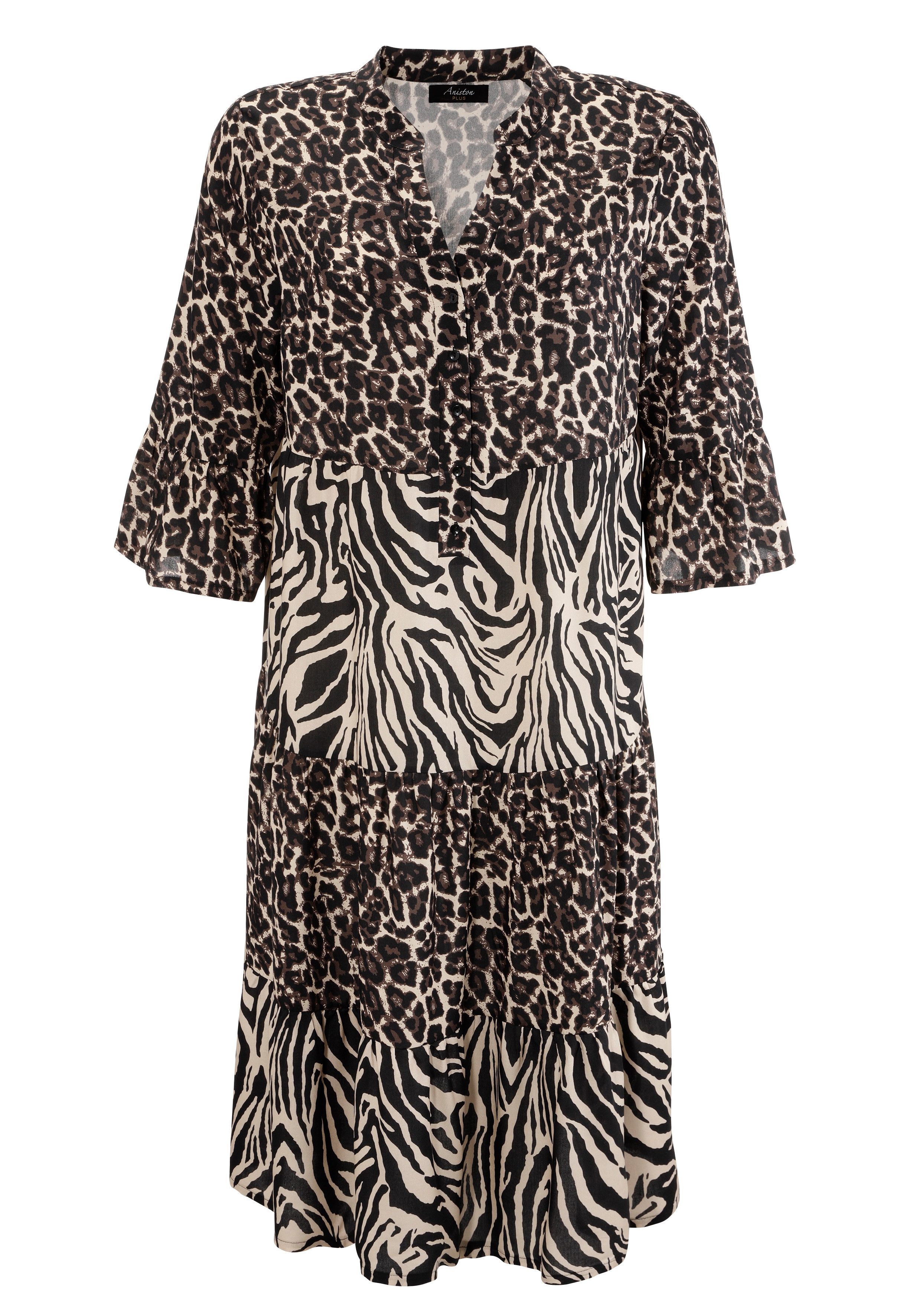 Aniston PLUS Midi-jurk in extravagante dieren-zebra-printmix-nieuwe collectie