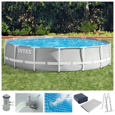 Intex opzetzwembad met accessoires Prism Frame Ã457 x 107 cm grijs