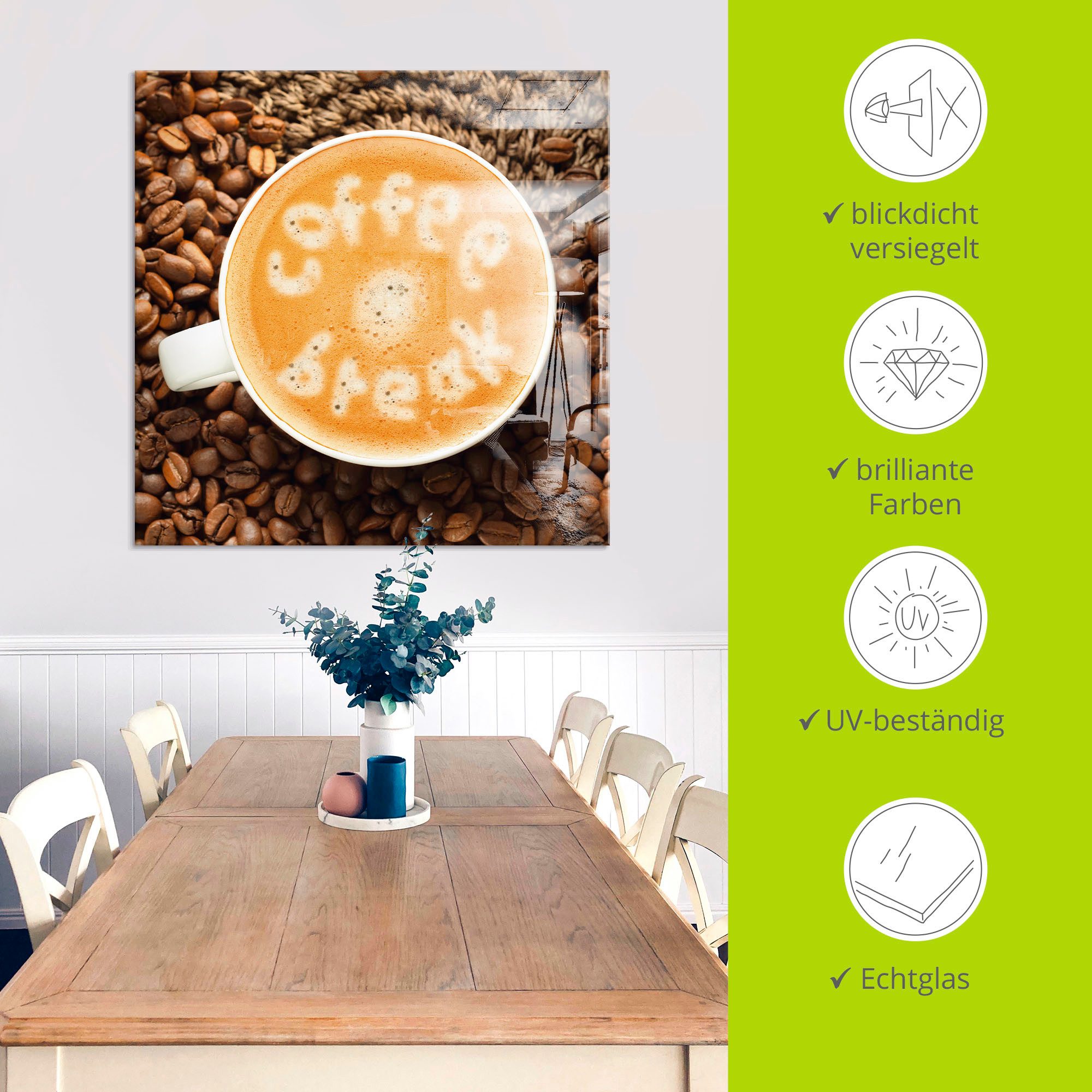 Artland Print op glas Koffiepauze in verschillende maten