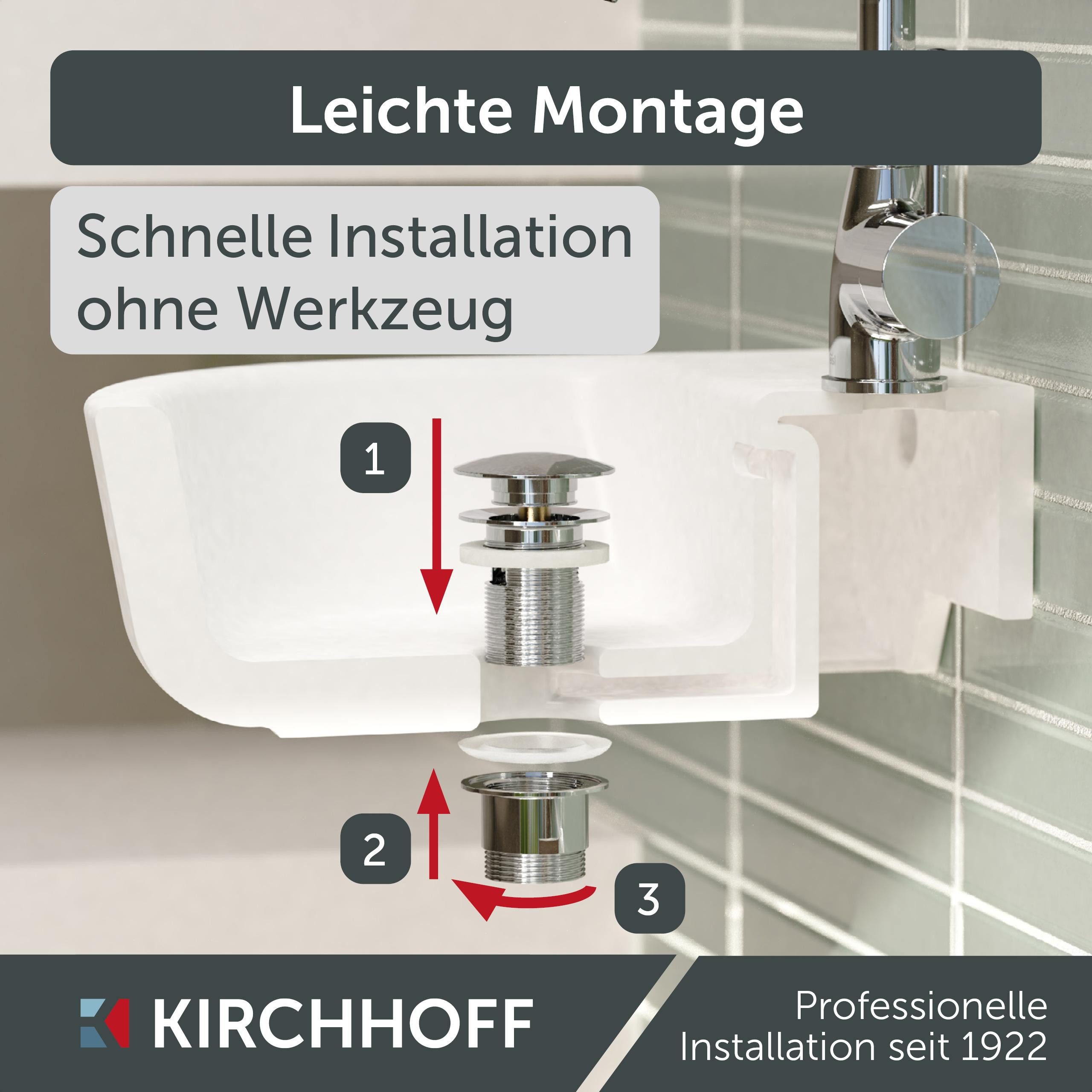 Kirchhoff Doucheafvoer Universele wasbak-overloopset, afvoerstop, chroom
