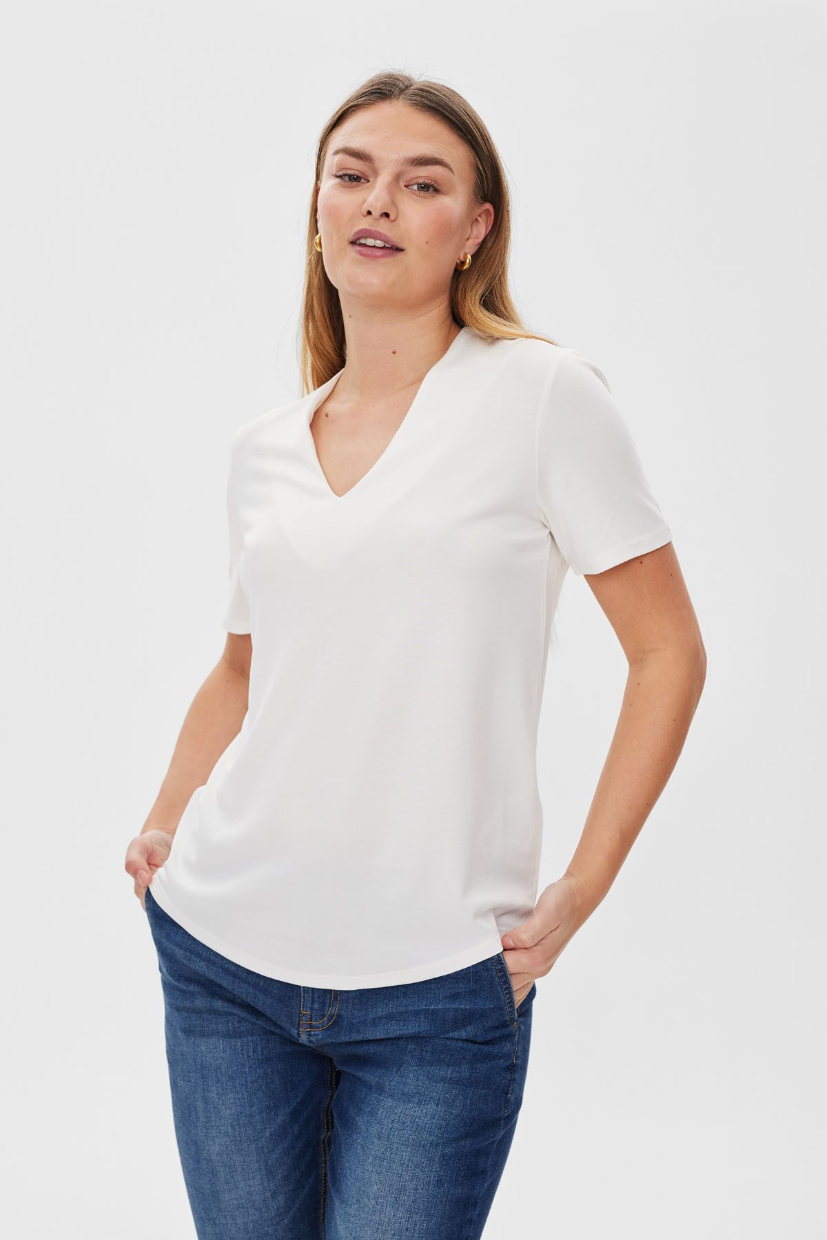 FREEQUENT Blouse met korte mouwen FQYR elastisch, met v-halslijn