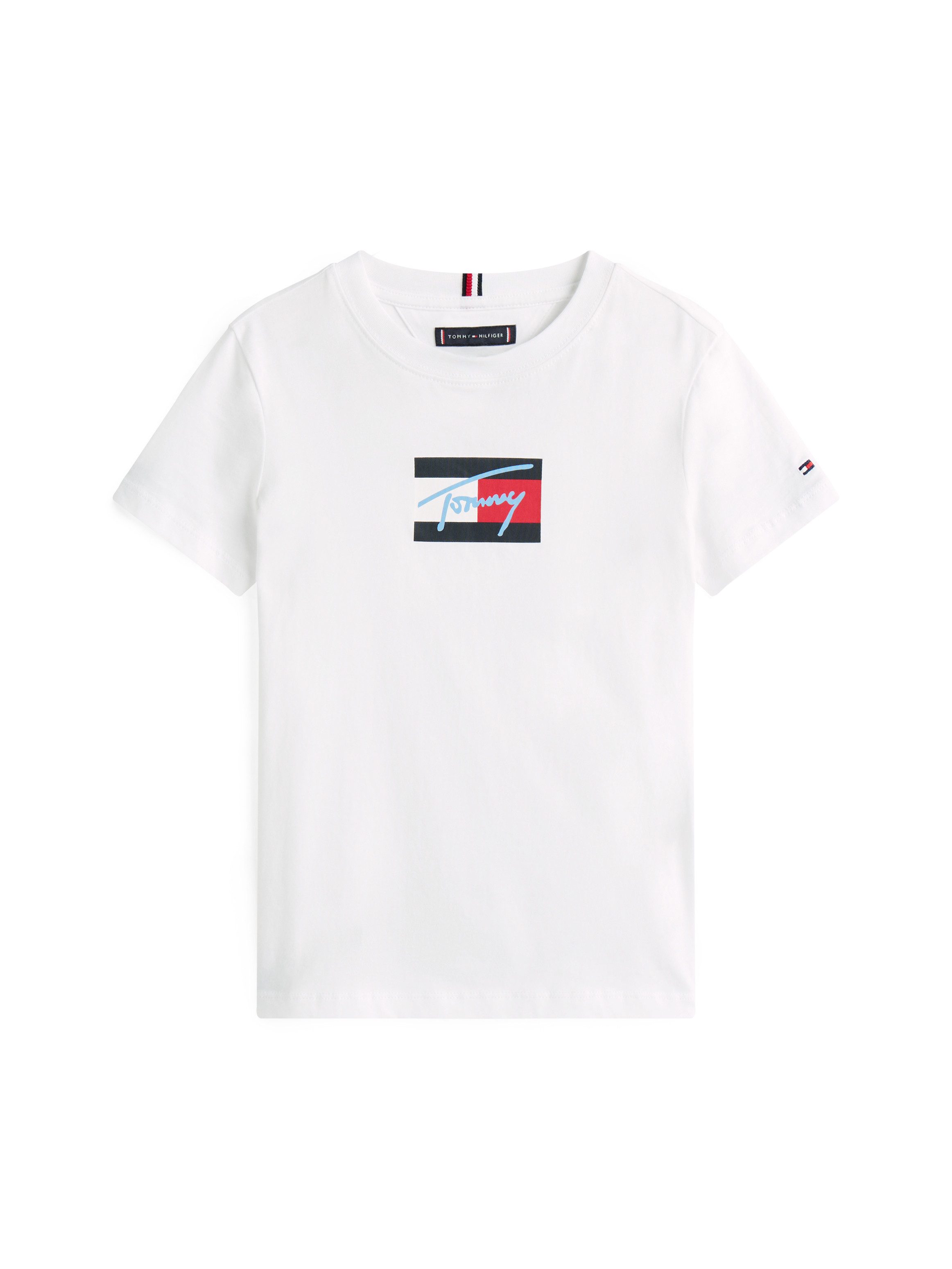 Tommy Hilfiger T-shirt TOMMY SCRIPT FLAG PRINT TEE SS voor kinderen tot 16 jaar, met logo-print