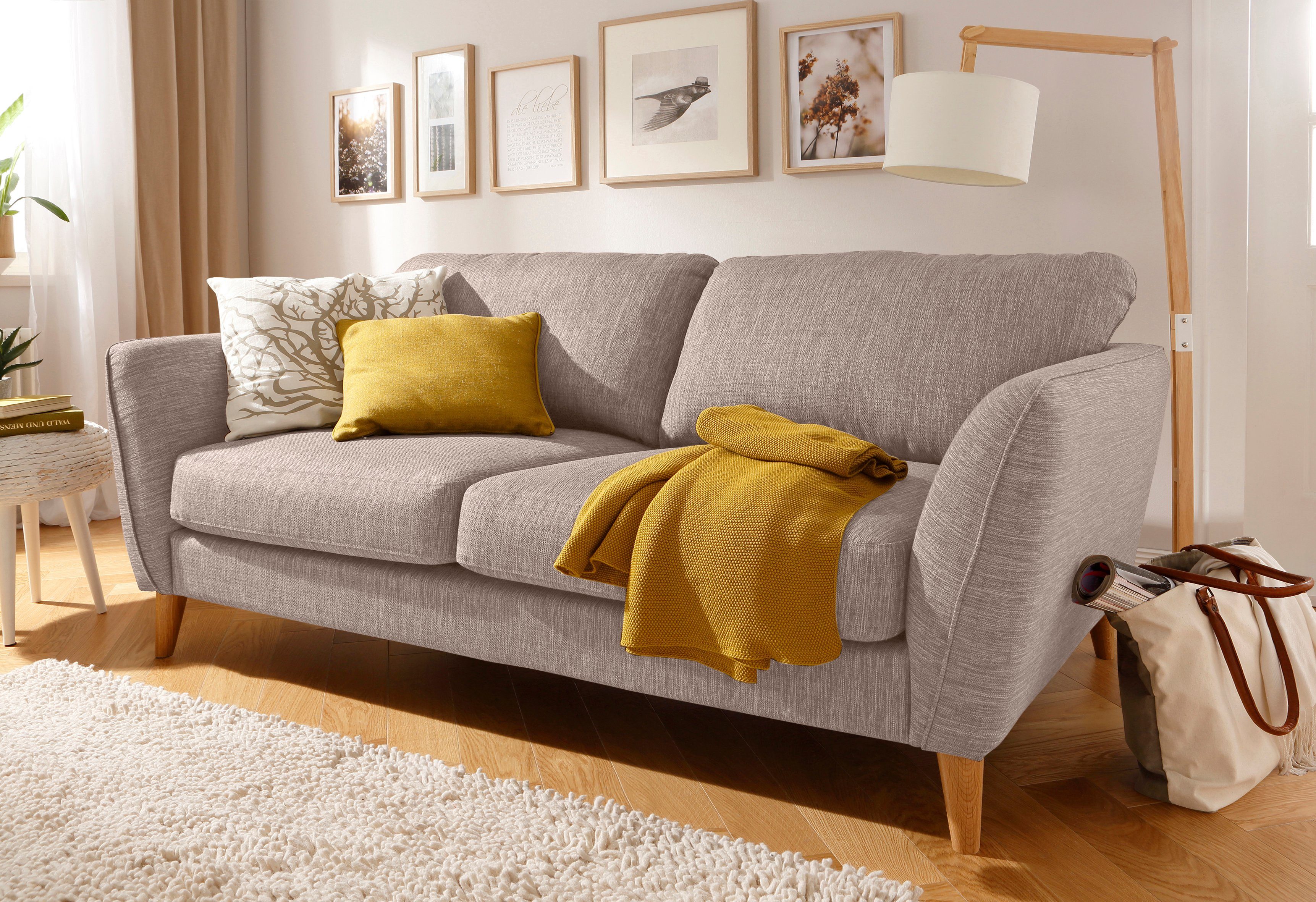 Home affaire 3-zitsbank MARSEILLE 3-zitsbank 206 cm, cord, vlakke weefsel, structuur, geweven stof