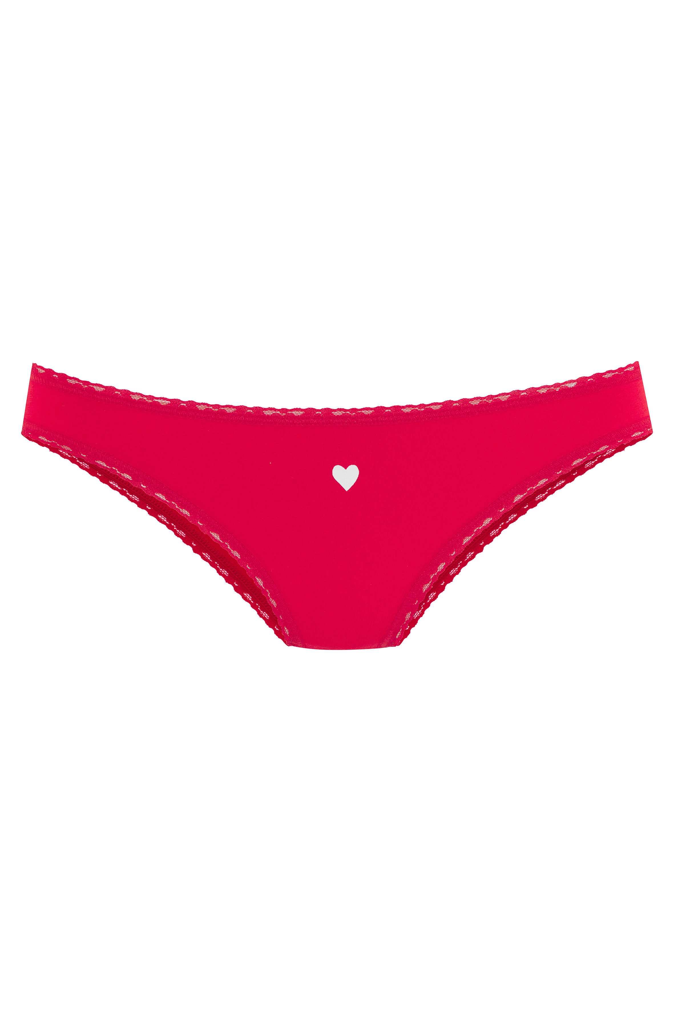 Lascana Brazilian slip met schattige hartjesprints en van elastische katoenkwaliteit (Set van 5)
