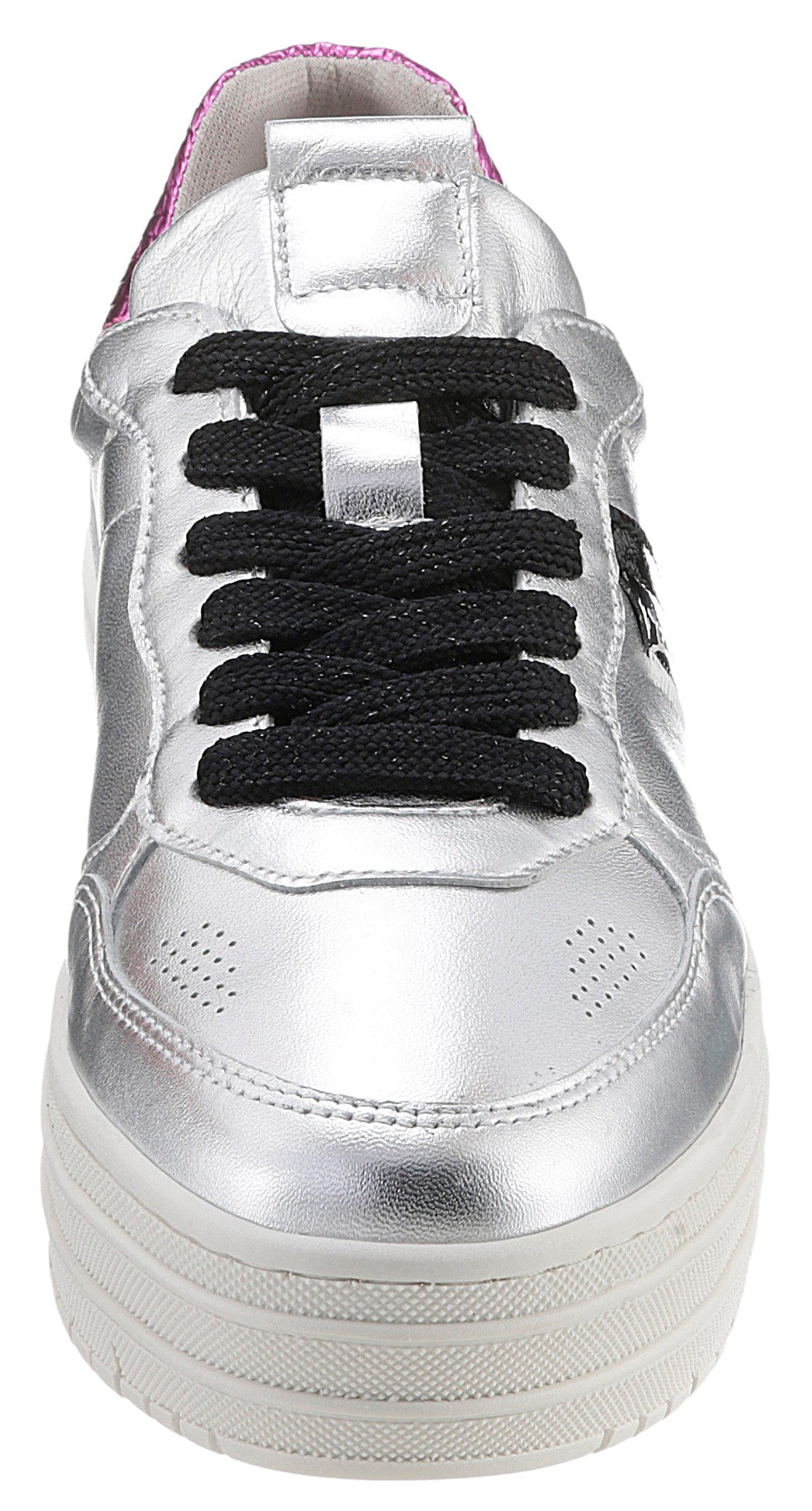 Tamaris Plateausneakers , vrijetijdsschoen, lage schoen, veterschoen met decoratieve stiksels en perforatie