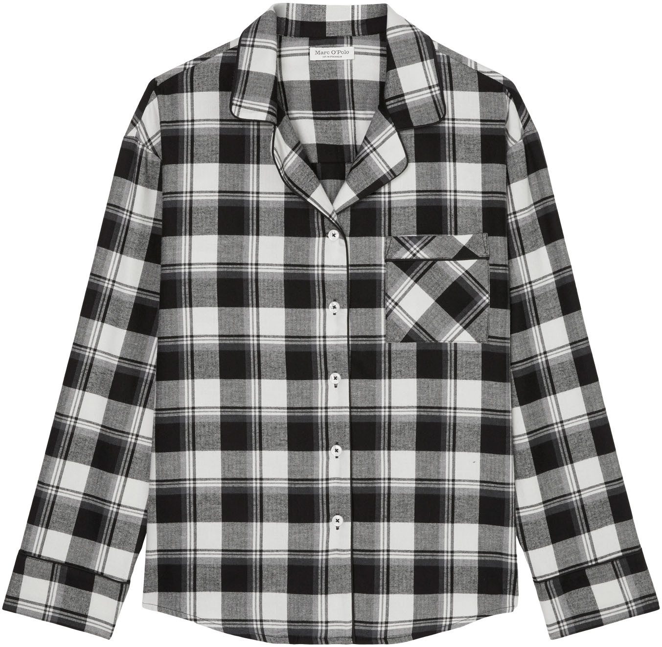 Marc O'Polo Pyjama top Homey flanel met ruitpatroon en borstzak