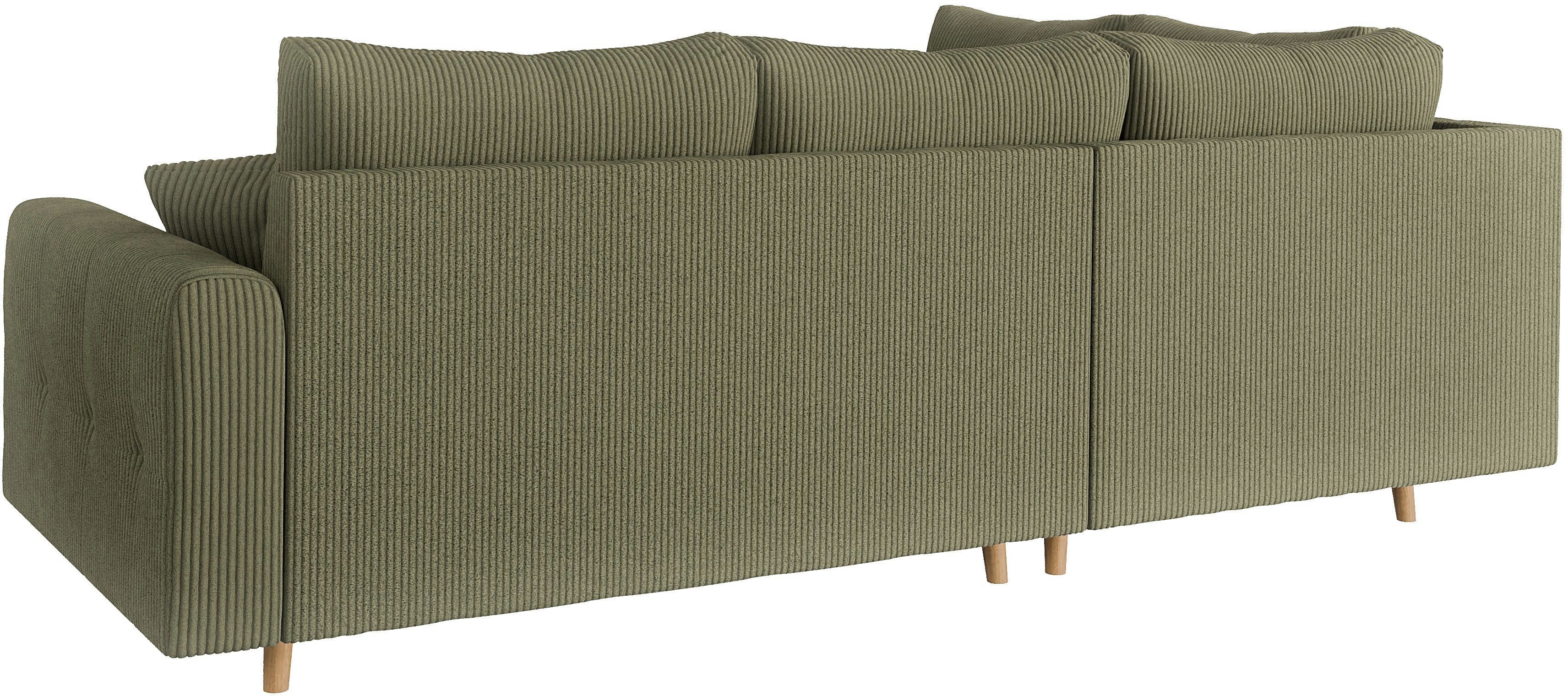 Home affaire Hoekbank CHARRE L-vorm met ottomane, afmetingen B/D/H: 231/161/81 cm fijne stiksels, losse rug- en sierkussens, ook in cord en bouclé