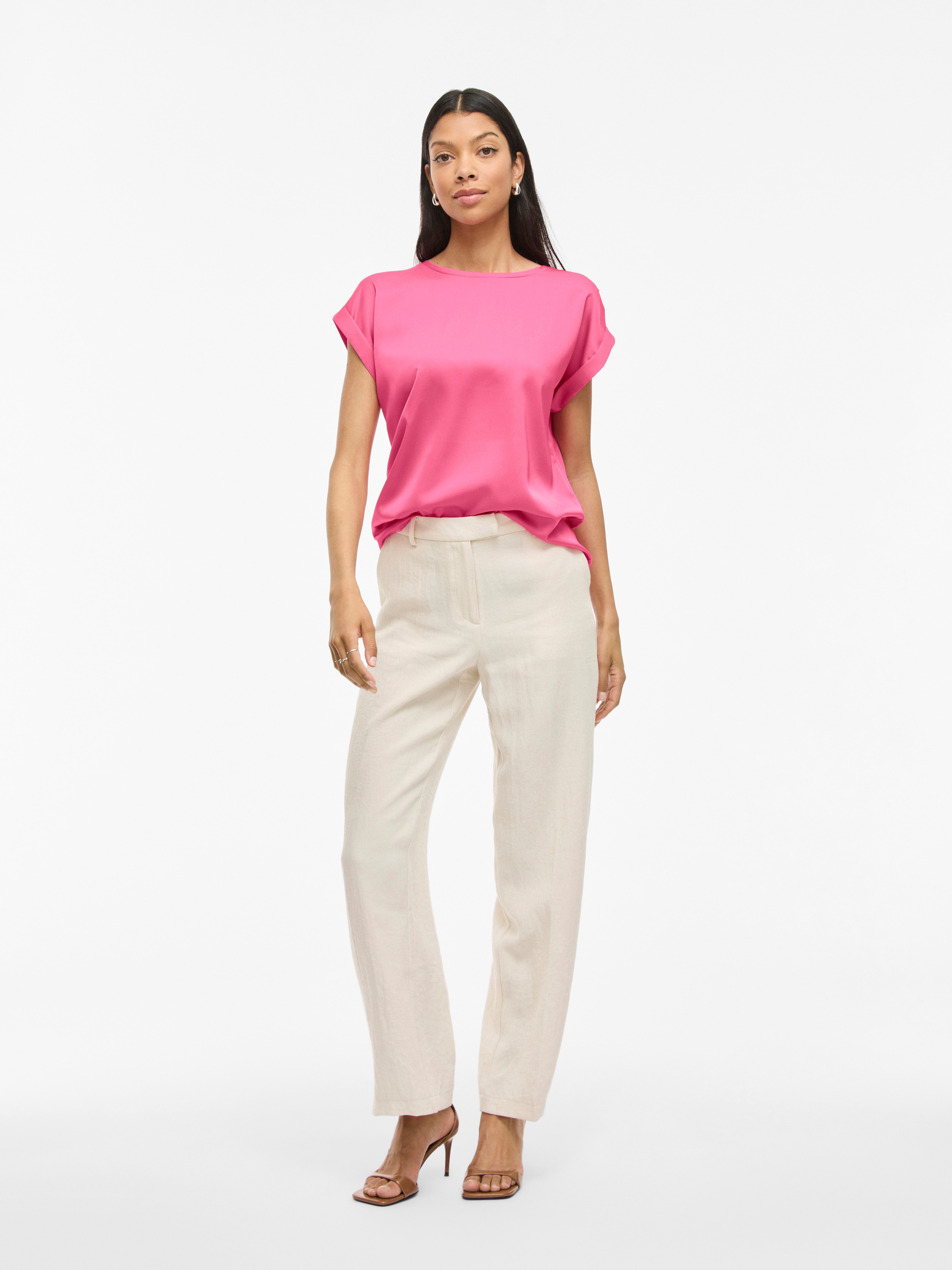 Vila Shirt met korte mouwen VIELLETTE S/S SATIN TOP - NOOS