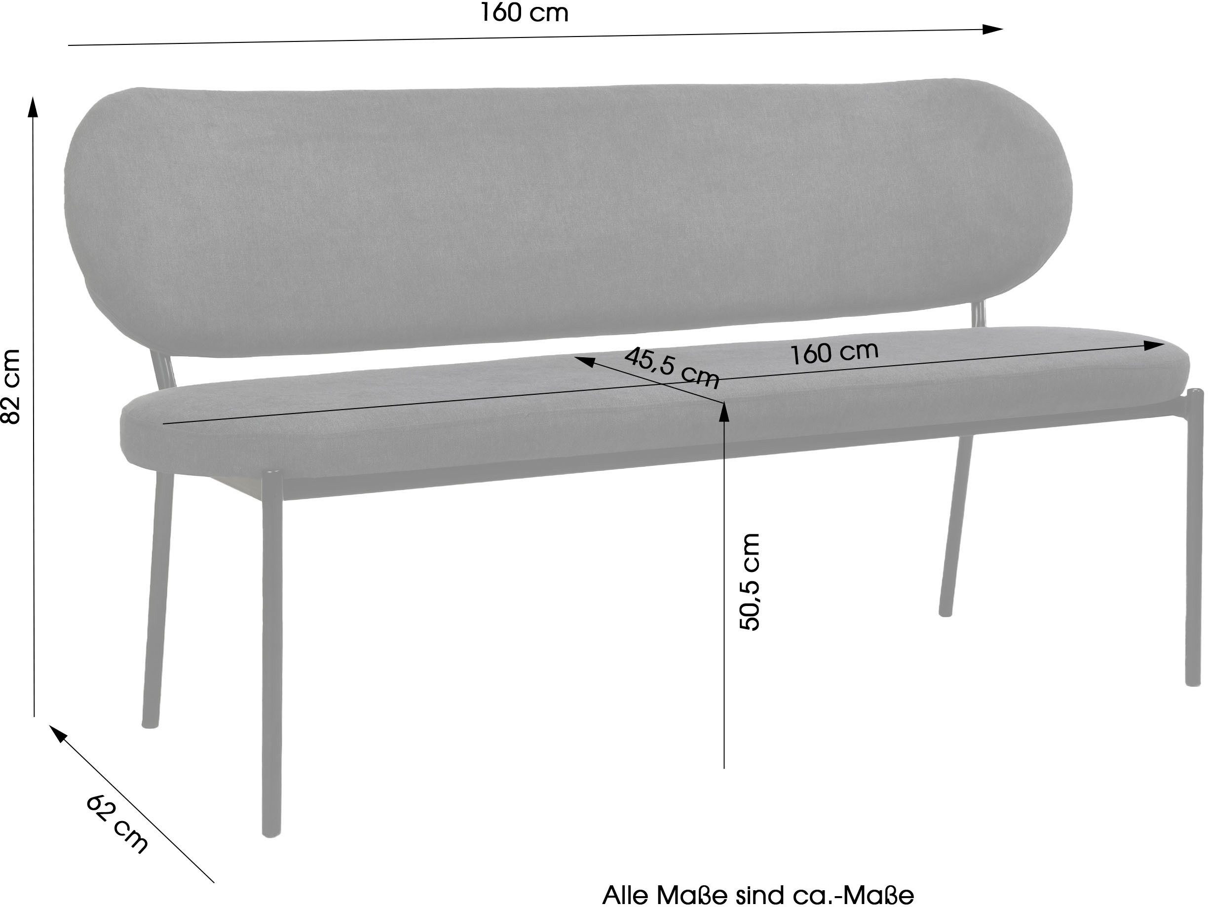 byLIVING Zitbank Jersey met geweven stof bekleding, met rugleuning, breedte 160 cm