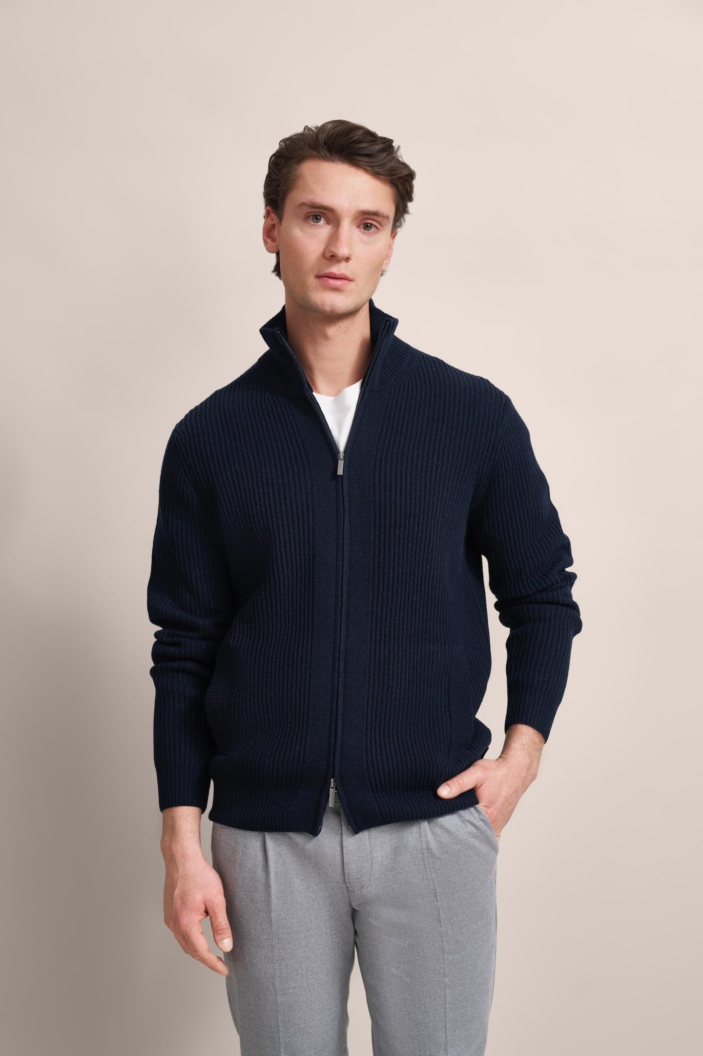 Bugatti Vest grofgebreid heren vesten maat XXL blauw