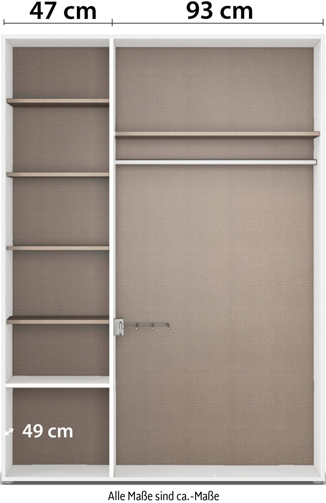 rauch Draaideurkast Kledingkast kast garderobe linnenkast VOYAGER moderne grepen in grijs metallic met buitenlades made in germany
