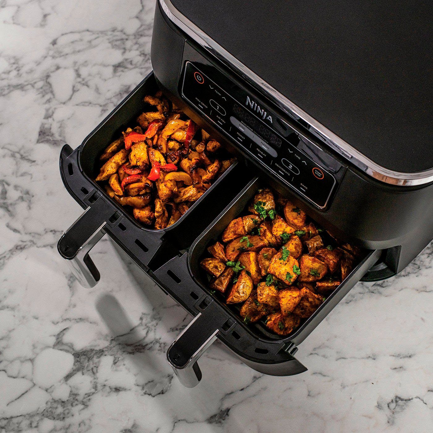 NINJA Airfryer Foodi Dual Zone AF300EU 0,9 kg capaciteit per stuk incl. 2 krokante schalen