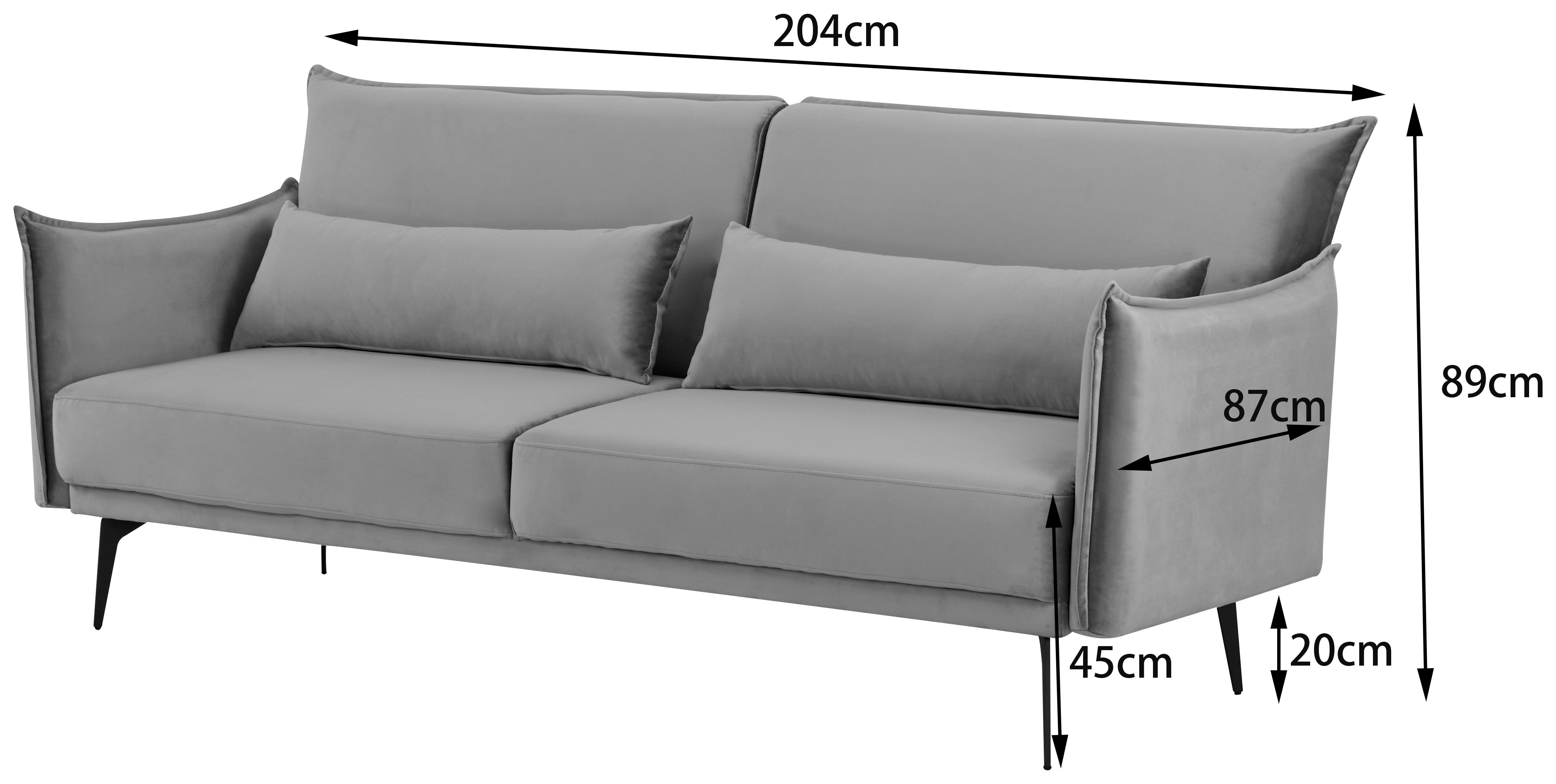 INOSIGN Slaapbank TULARE, 204 cm, opklapbare 3-zits met verstelbare rugleuning,