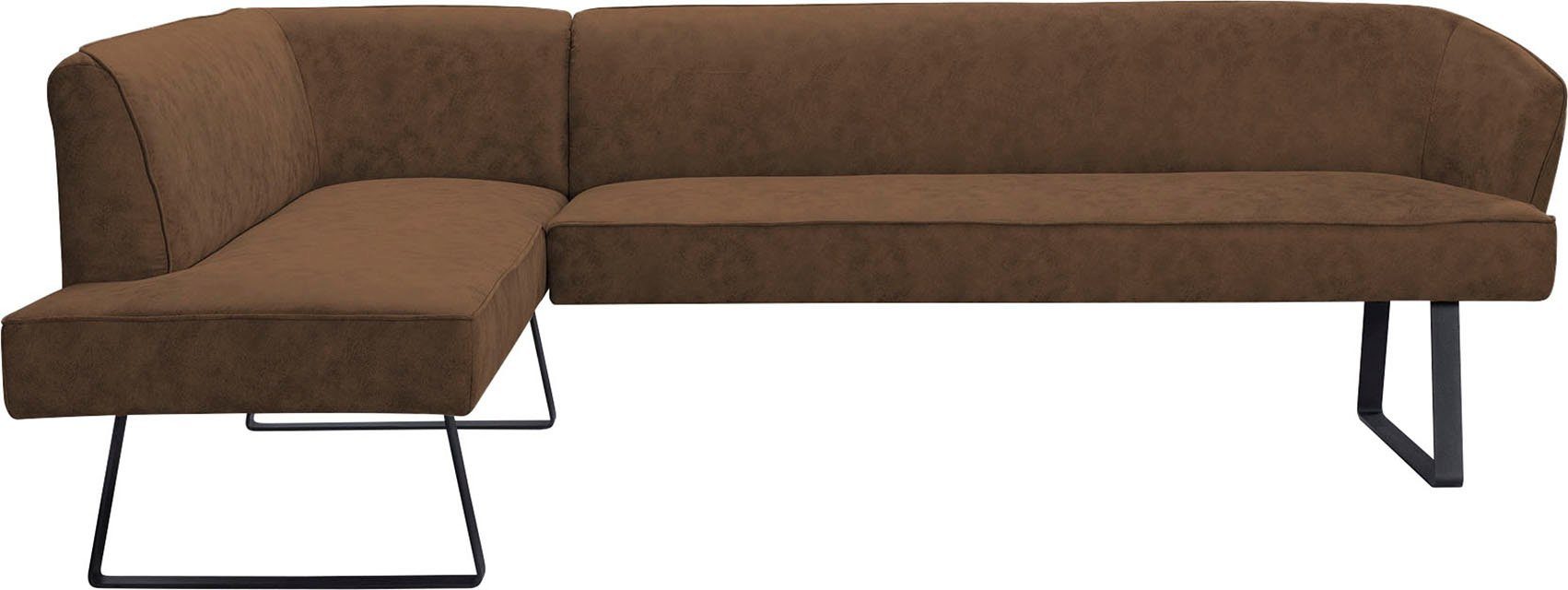 exxpo - sofa fashion Hoekbank Americano met opstaande naad en metalen poten, bekleding in verschillende kwaliteiten