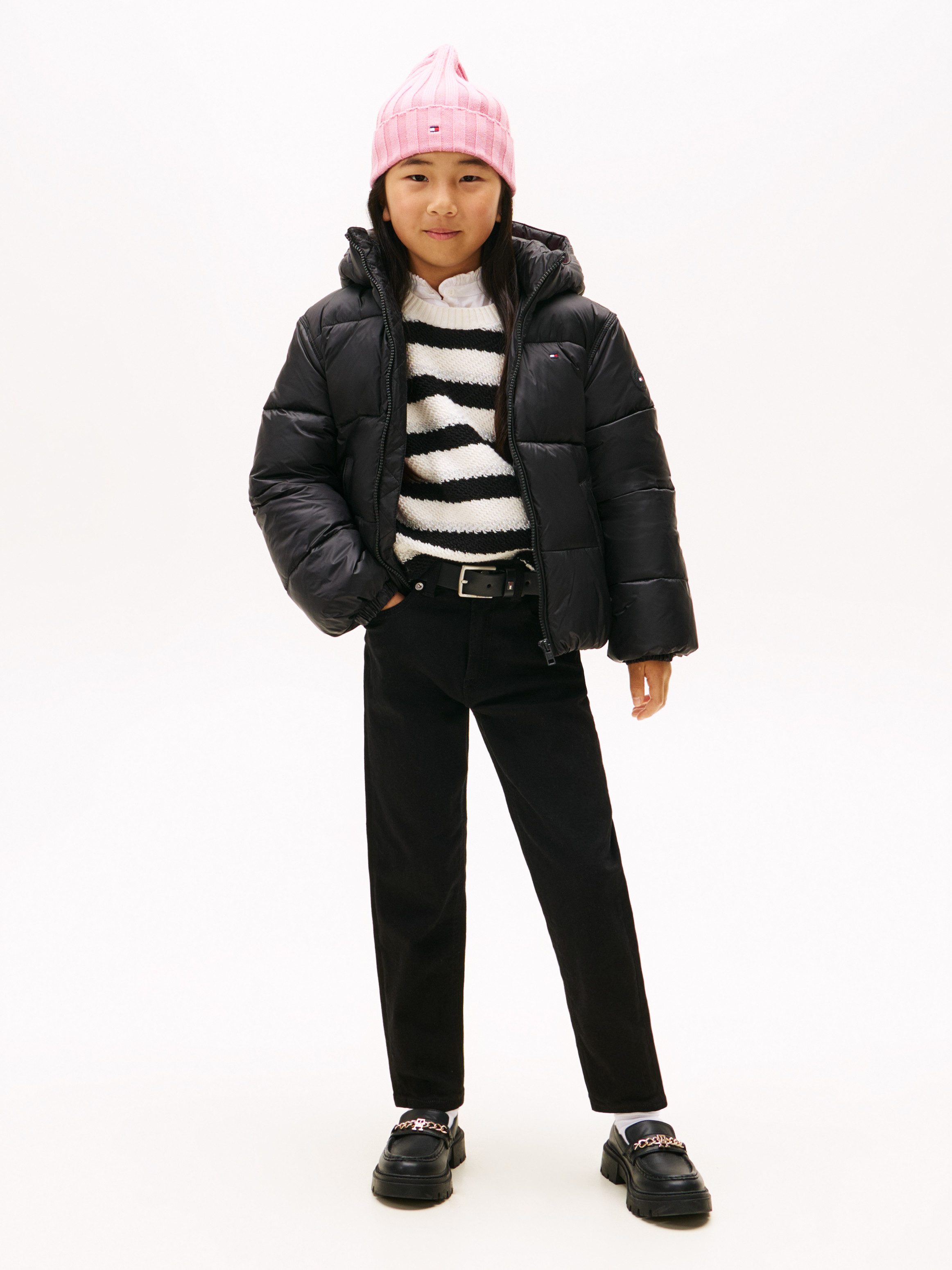 Tommy Hilfiger Gewatteerde jas HOODED SHINY PUFFER JACKET
