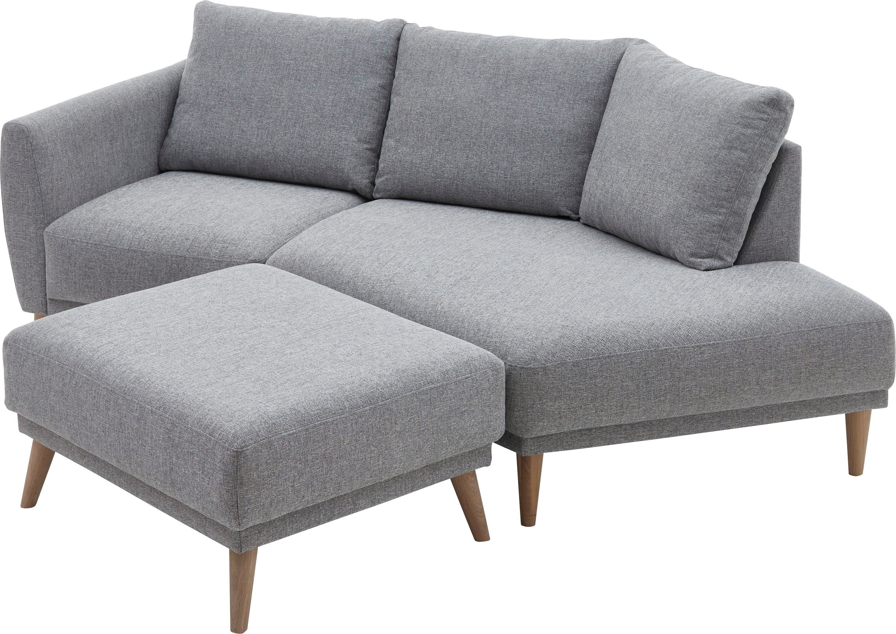 ATLANTIC home collection 2,5-zitsbank Elvis Hoekbank met open einde in Scandinavische stijl, massief houten poten