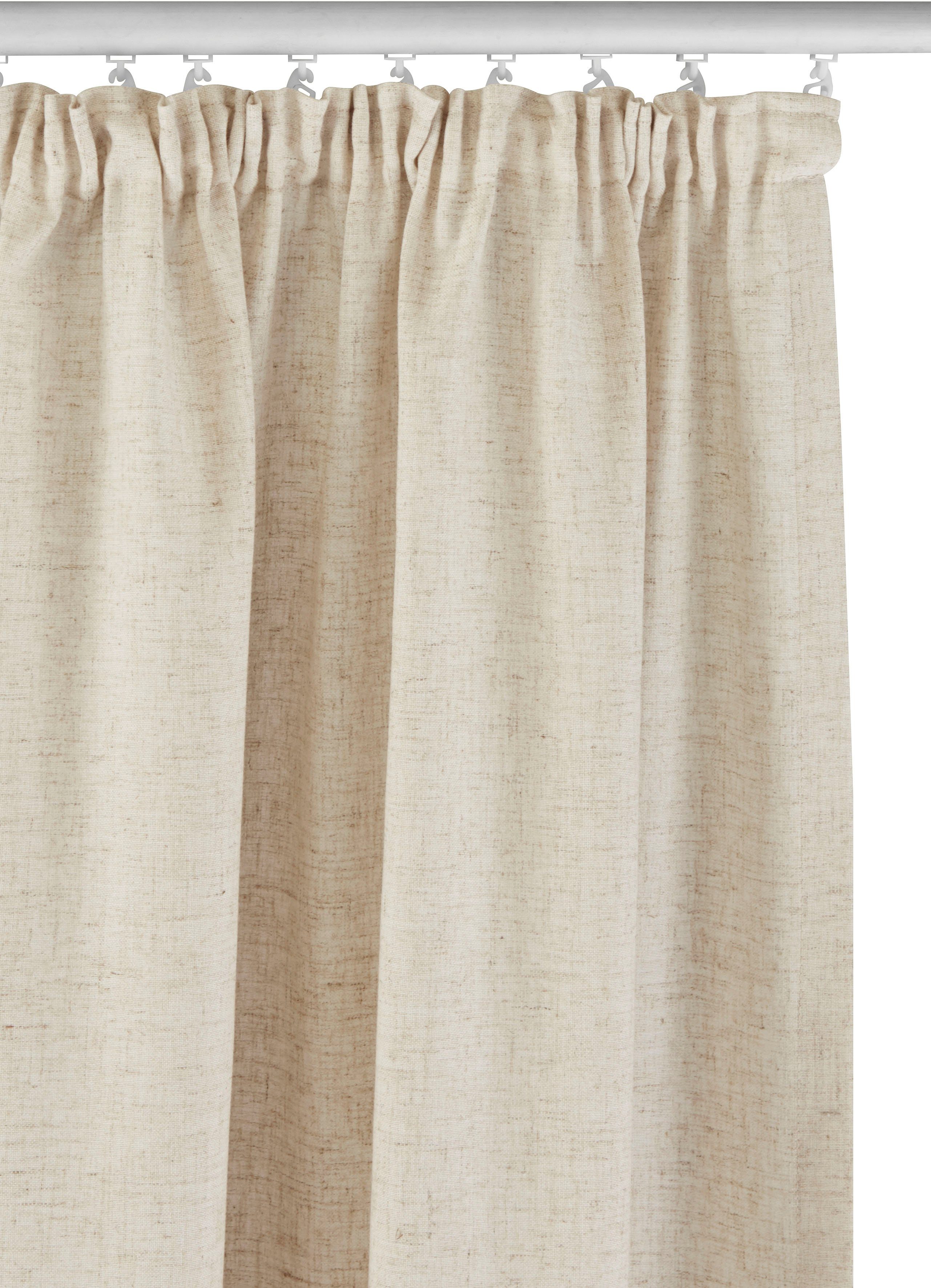 my home Gordijn Rudy Halftransparant, linnenlook, polyester, lengtestrepen (1 stuk)
