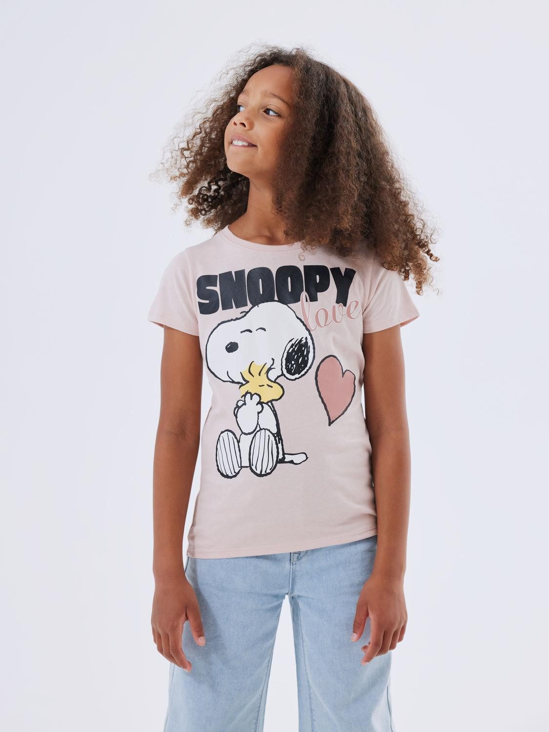 Name it KIDS T-shirt NKFNANNI SNOOPY met printopdruk zacht oudroze Meisjes Katoen Ronde hals 122 128