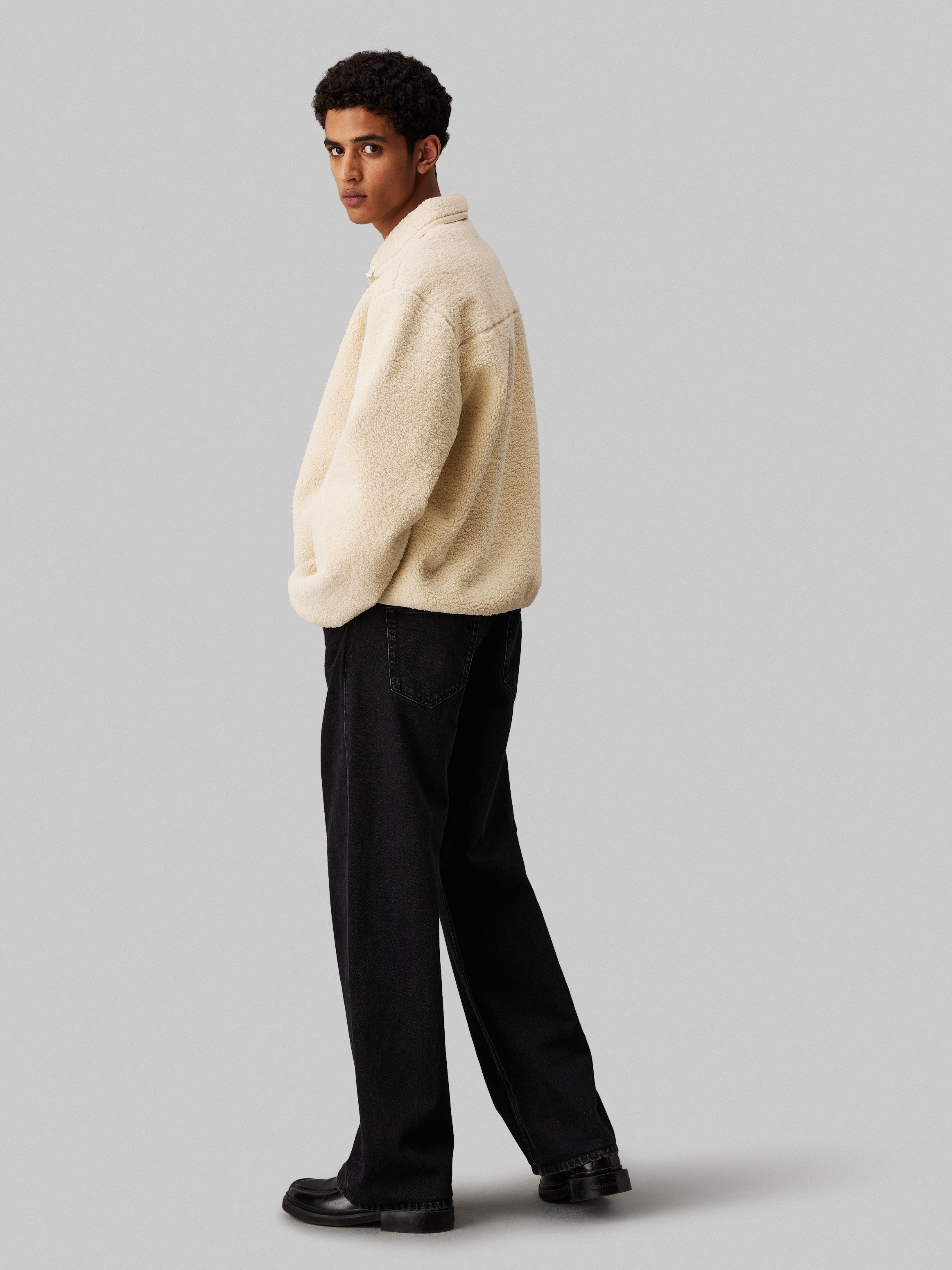 Calvin Klein Pluchen jack HALF ZIP SHERPA met een logo-opschrift