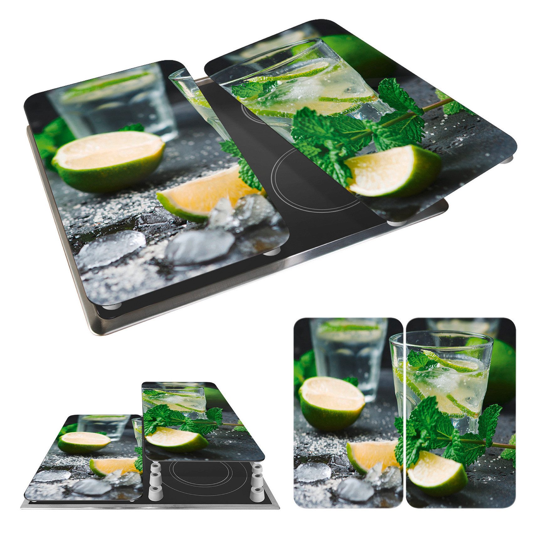 WENKO Kookplaatdeksel Universeel model Mojito Kookplaatafdekking voor alle soorten kookplaten, krasvast, met antislipvoetjes (set, 2-delig)