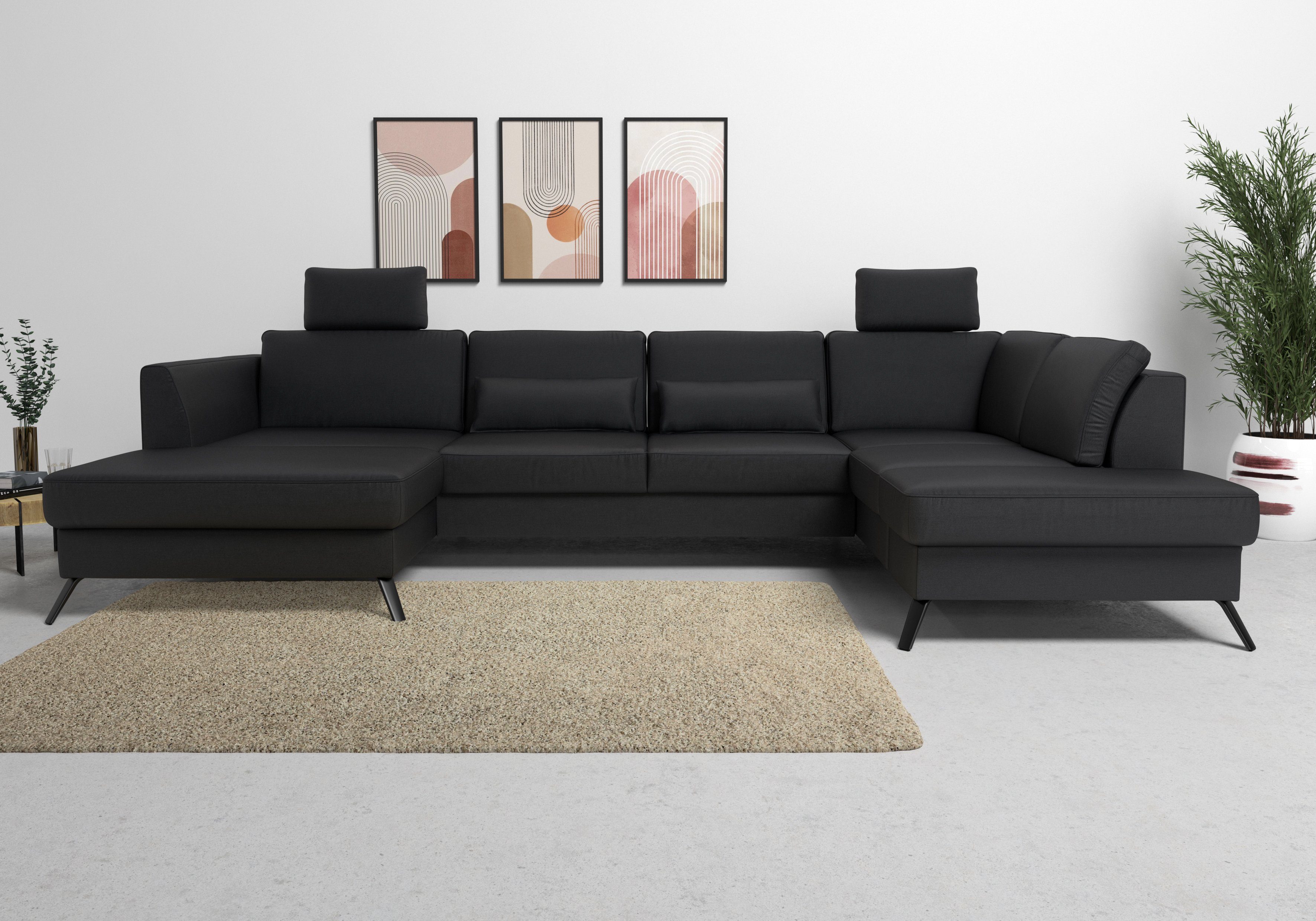 sit&more Zithoek Olsen U-vorm inclusief zitdiepteverstelling, naar keuze met slaapfunctie, 15 cm hoog