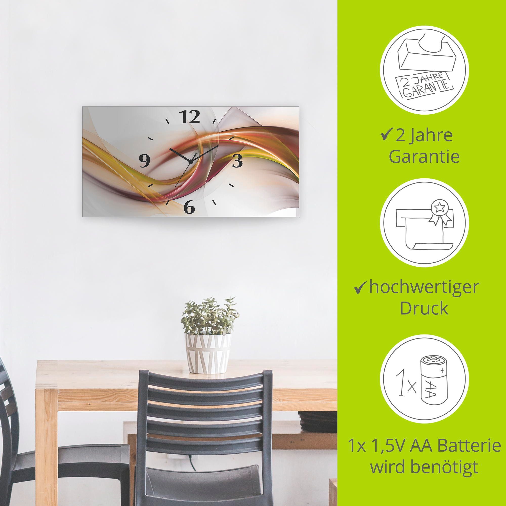 Artland Wandklok Abstract design oranje 3d-look geschulpt, met kwarts- of radiografisch uurwerk, verschillende maten