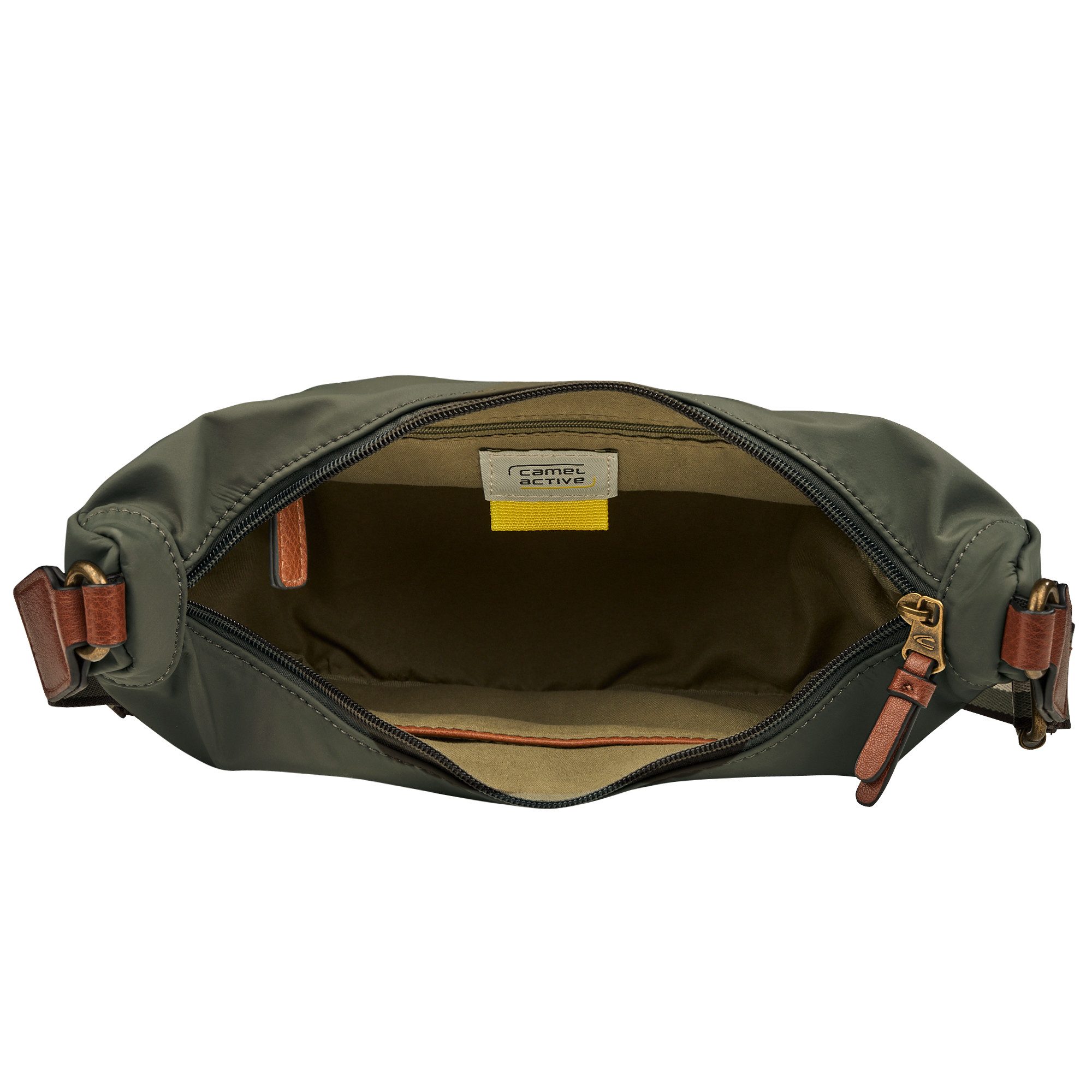 camel active Handtas Bari van hoogwaardig mat nylon met gestreept geweven band