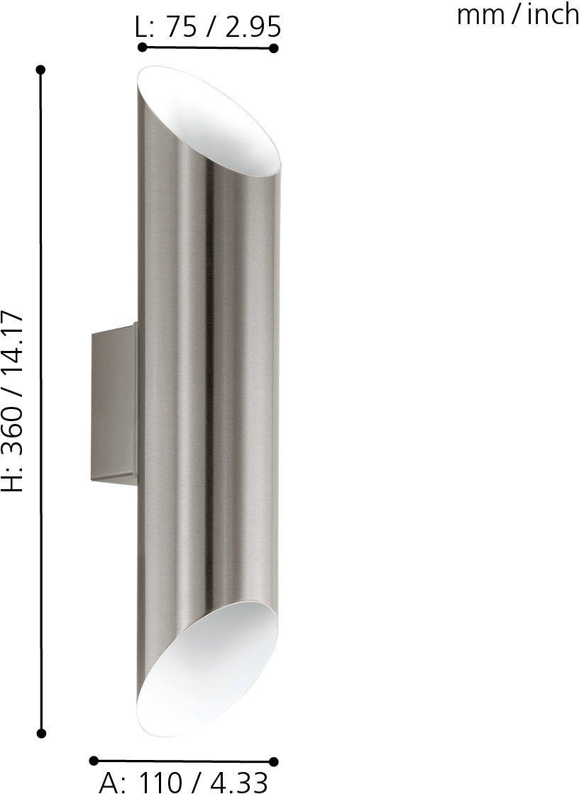 EGLO Led-wandlamp voor buiten AGOLADA zwart / l7,5 x h36 cm / incl. 2 x led-printplaat / buitenlamp (1 stuk)