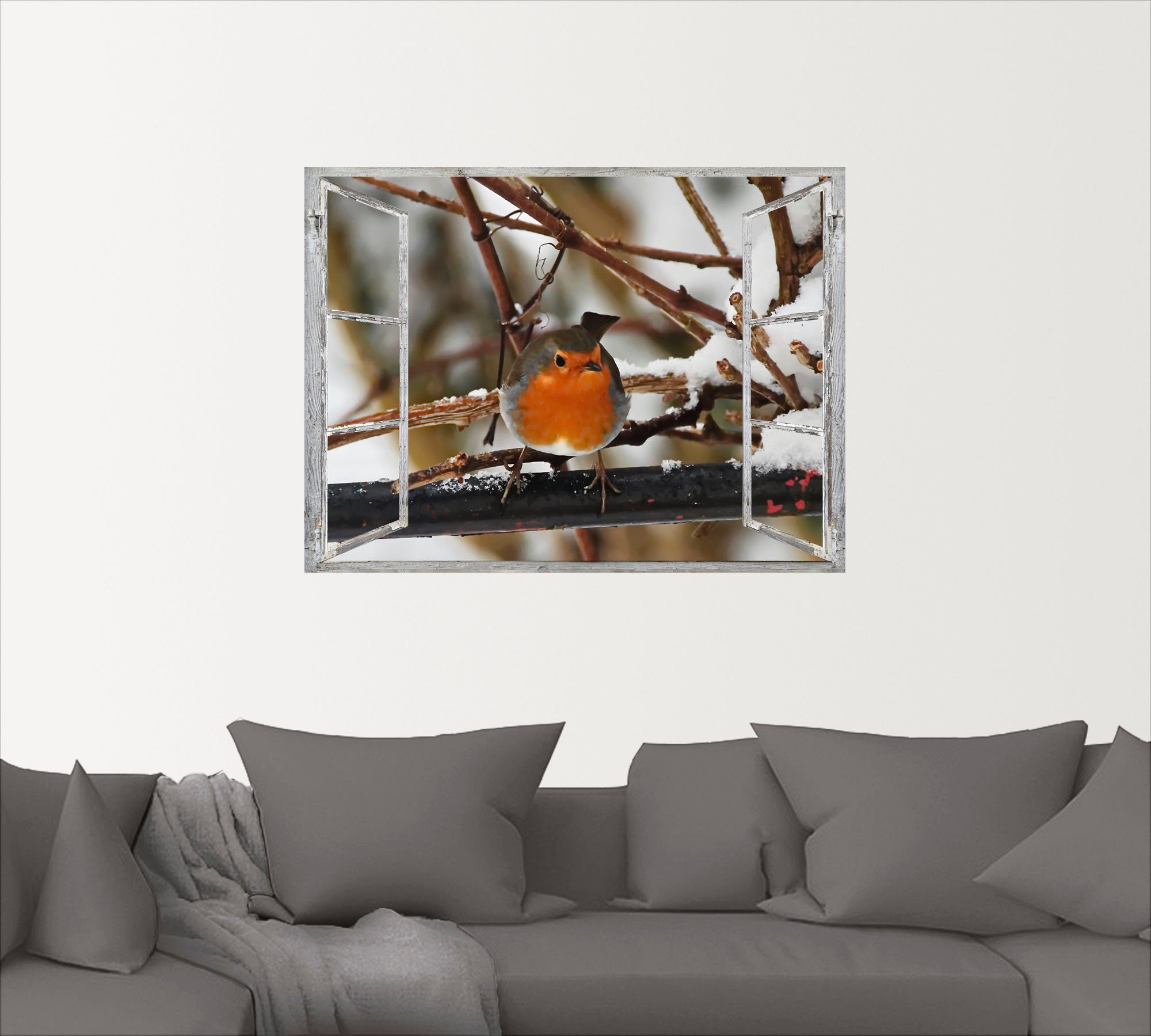 Artland Artprint Vensterbeeld - roodborst als poster, muursticker in verschillende maten