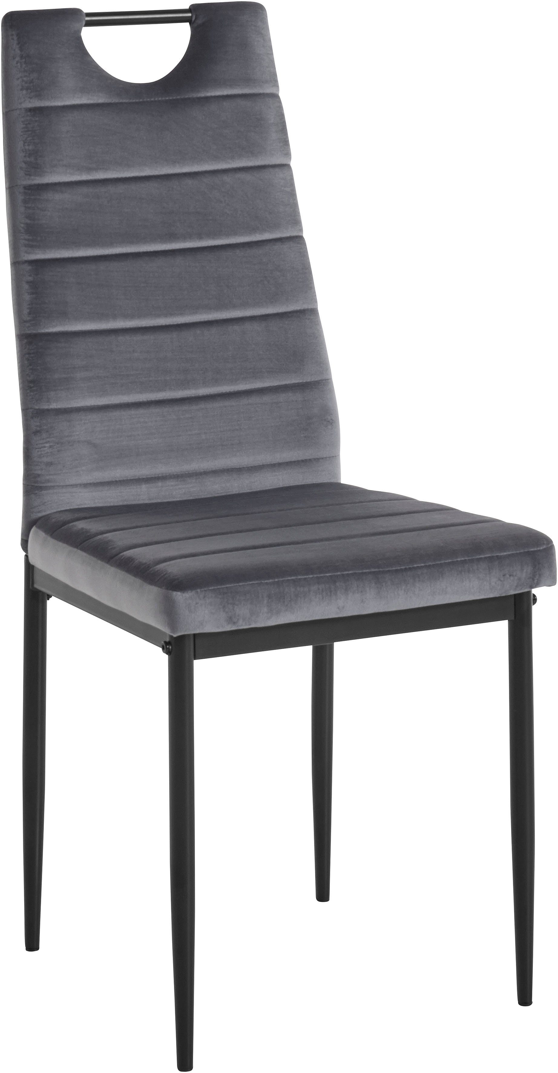 INOSIGN Eethoek Glazen tafel, breedte 140 cm en 4 eetkamerstoelen, bekleding van fluweel (set, 5-delig)