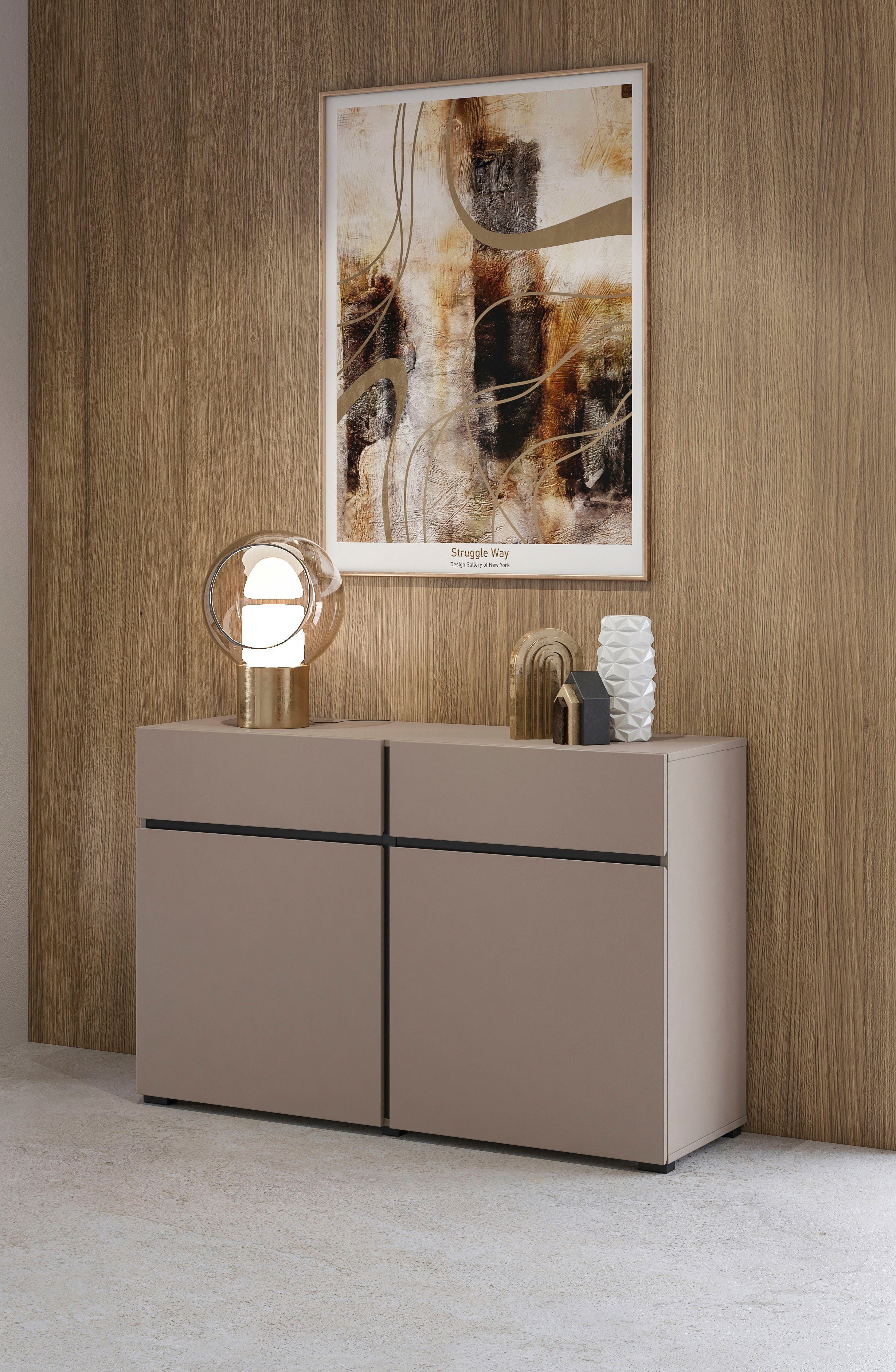 INOSIGN Dressoir Cross,breedte 119,5 cm, moderne greeploze kast,2 deuren/2 laden