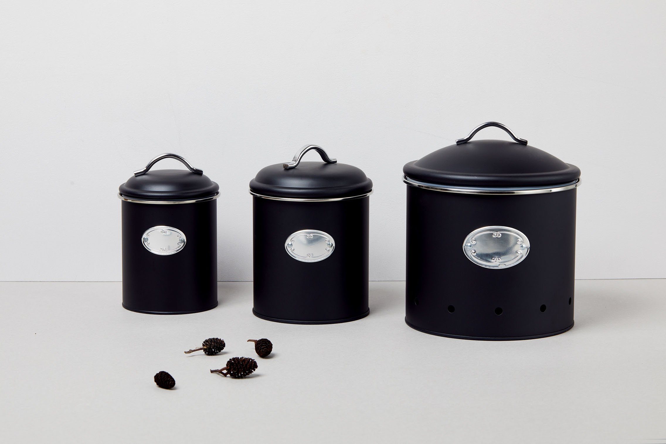 WENKO Voorraadbus Model Nero Opbergdozen voor voorraad en voedsel, 3 maten (set, 3-delig)