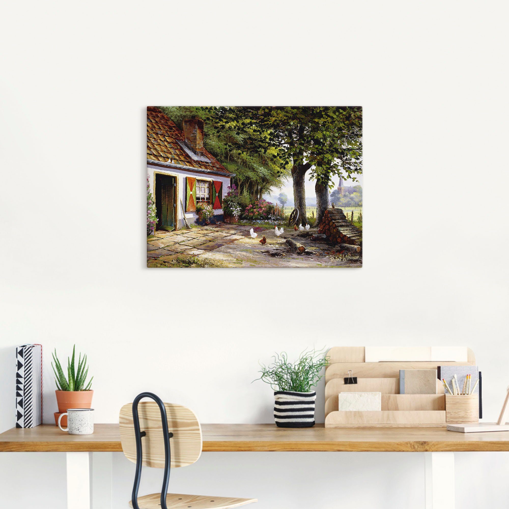 Artland Artprint Kippen op de boerderij als artprint op linnen, poster in verschillende formaten maten