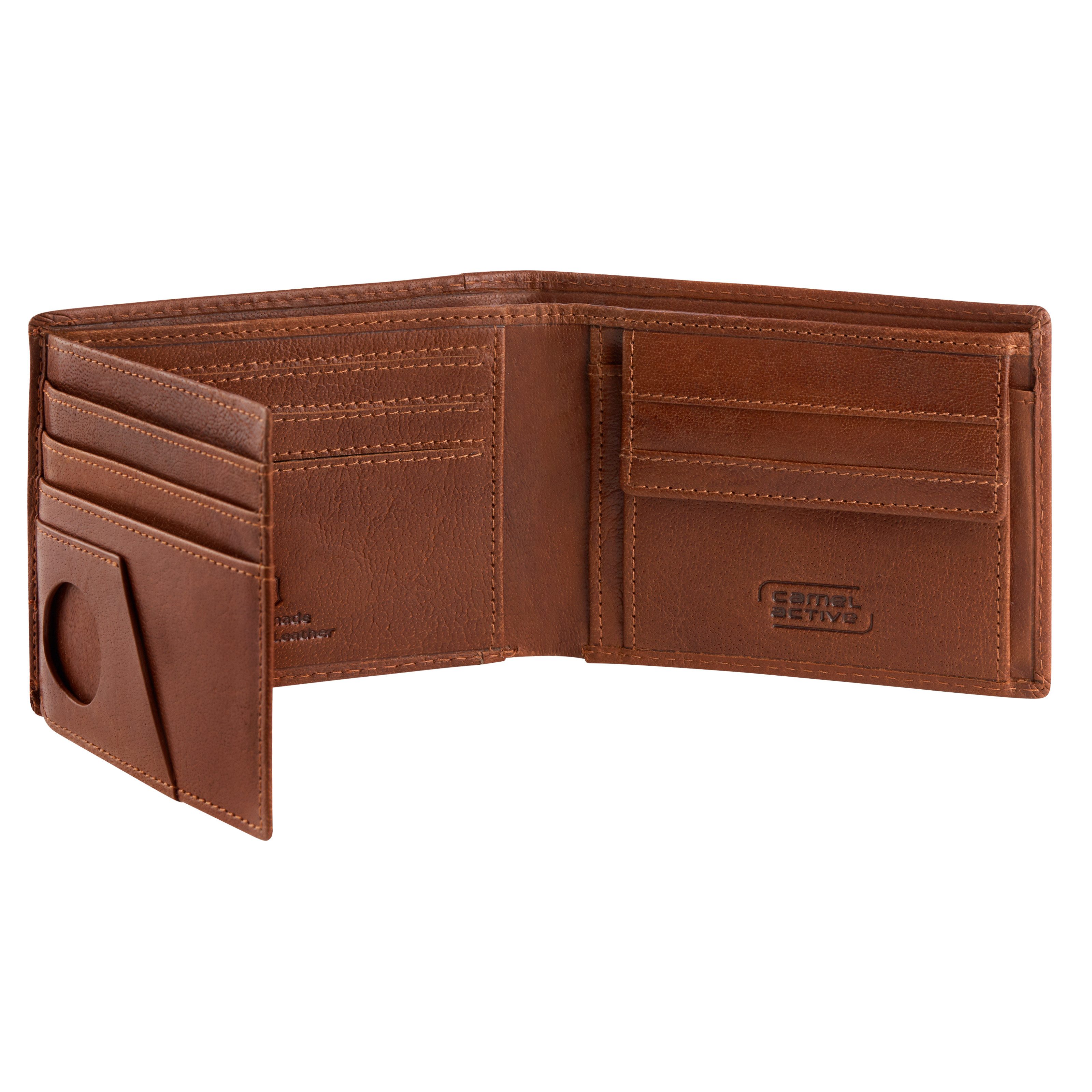 camel active Portemonnee Field van fijn nerfleer met rfid-bescherming en tracking tag vak