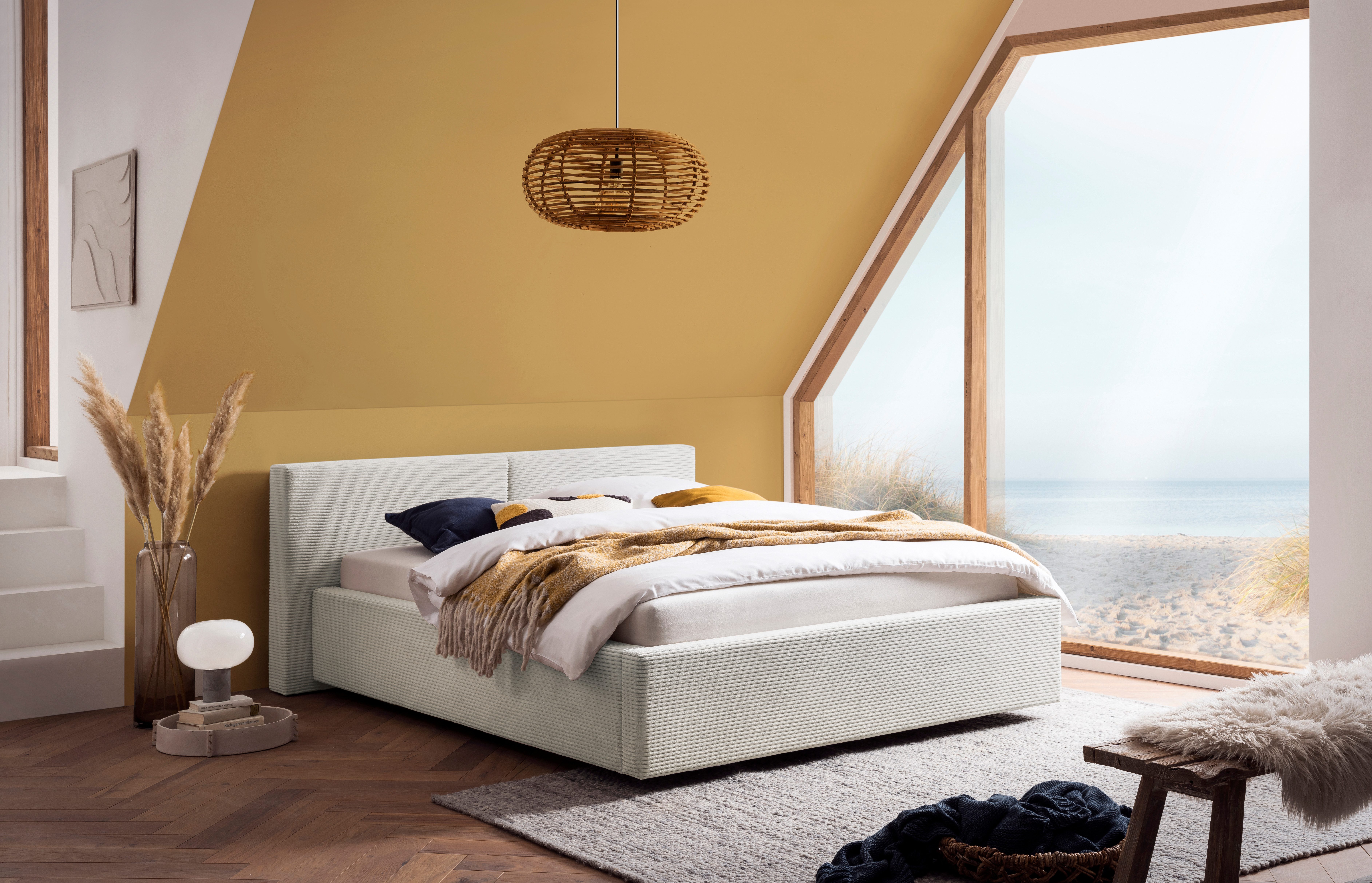 meise.möbel Gestoffeerd bed Cube optioneel met matras en bedlade