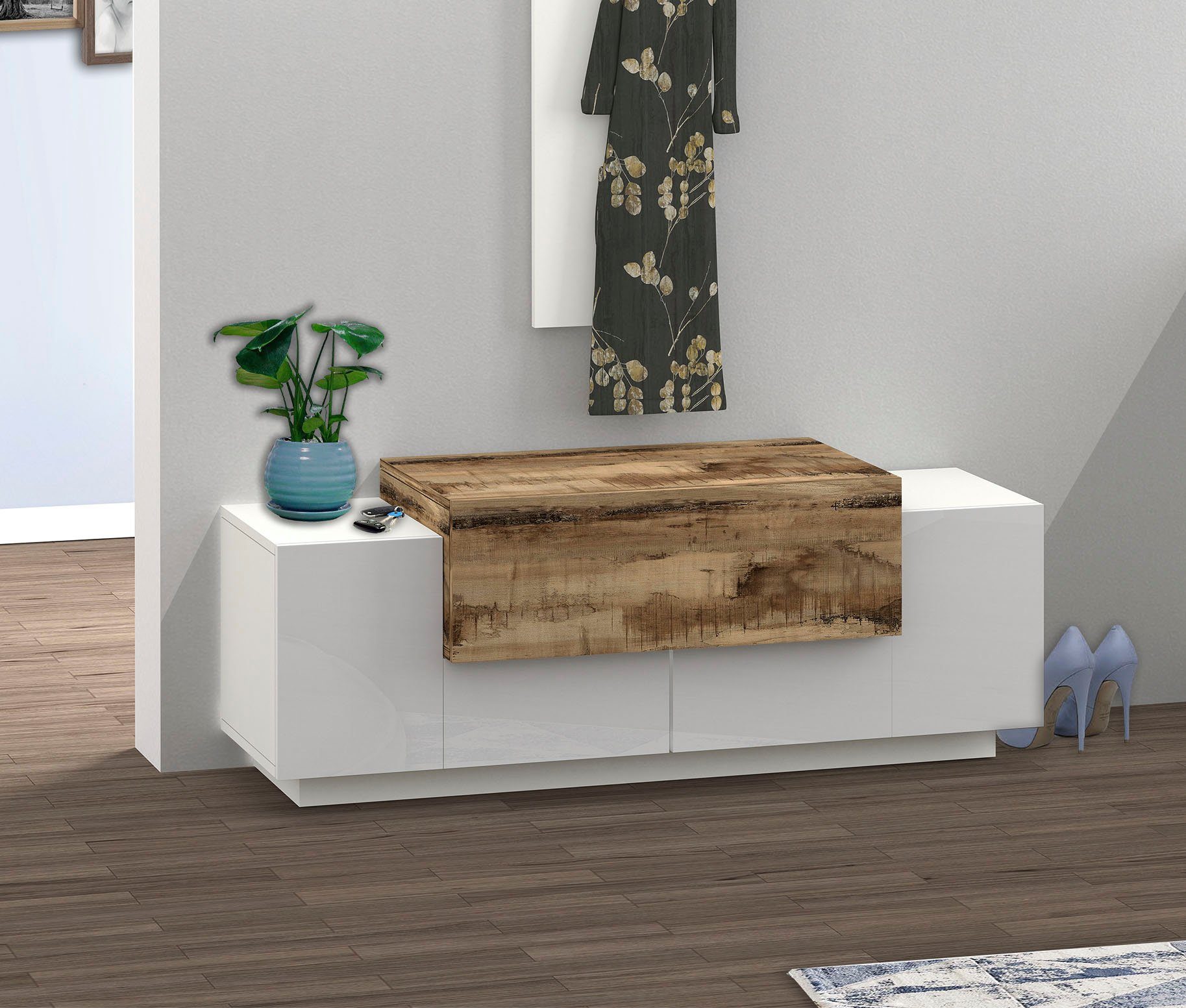 INOSIGN Schoenenbank Coro, schoenenbank, schoenencommode, schoenenrek greeploos, dubbele diepte