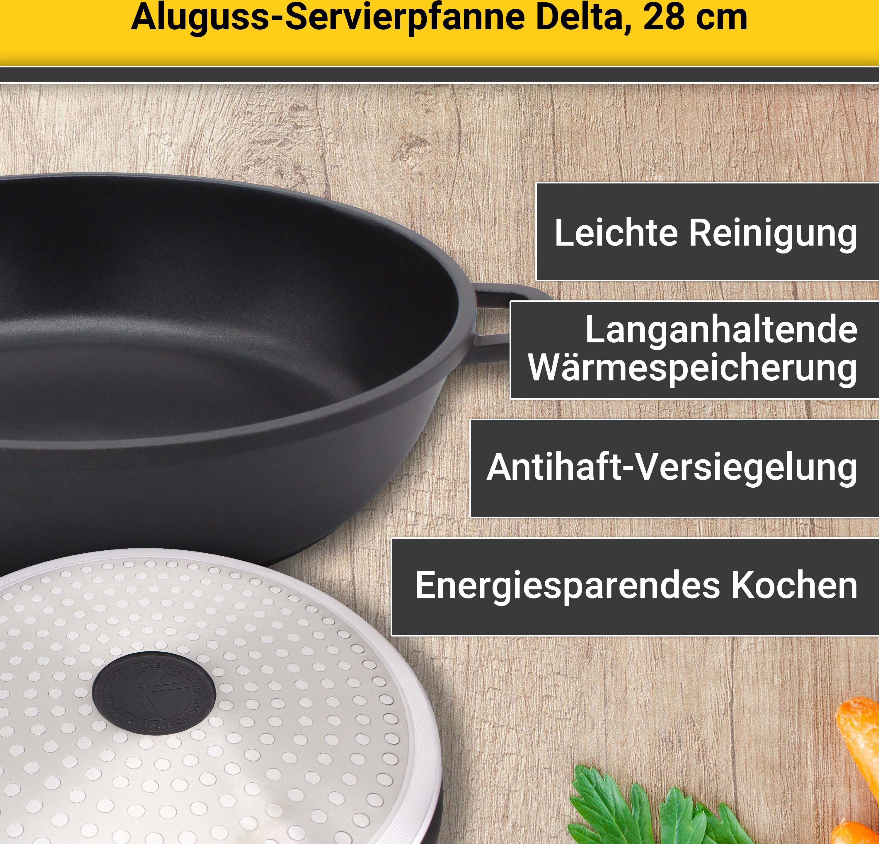 Krüger Serveerpan Gietaluminium serveerpan delta, 28 cm (1-delig)