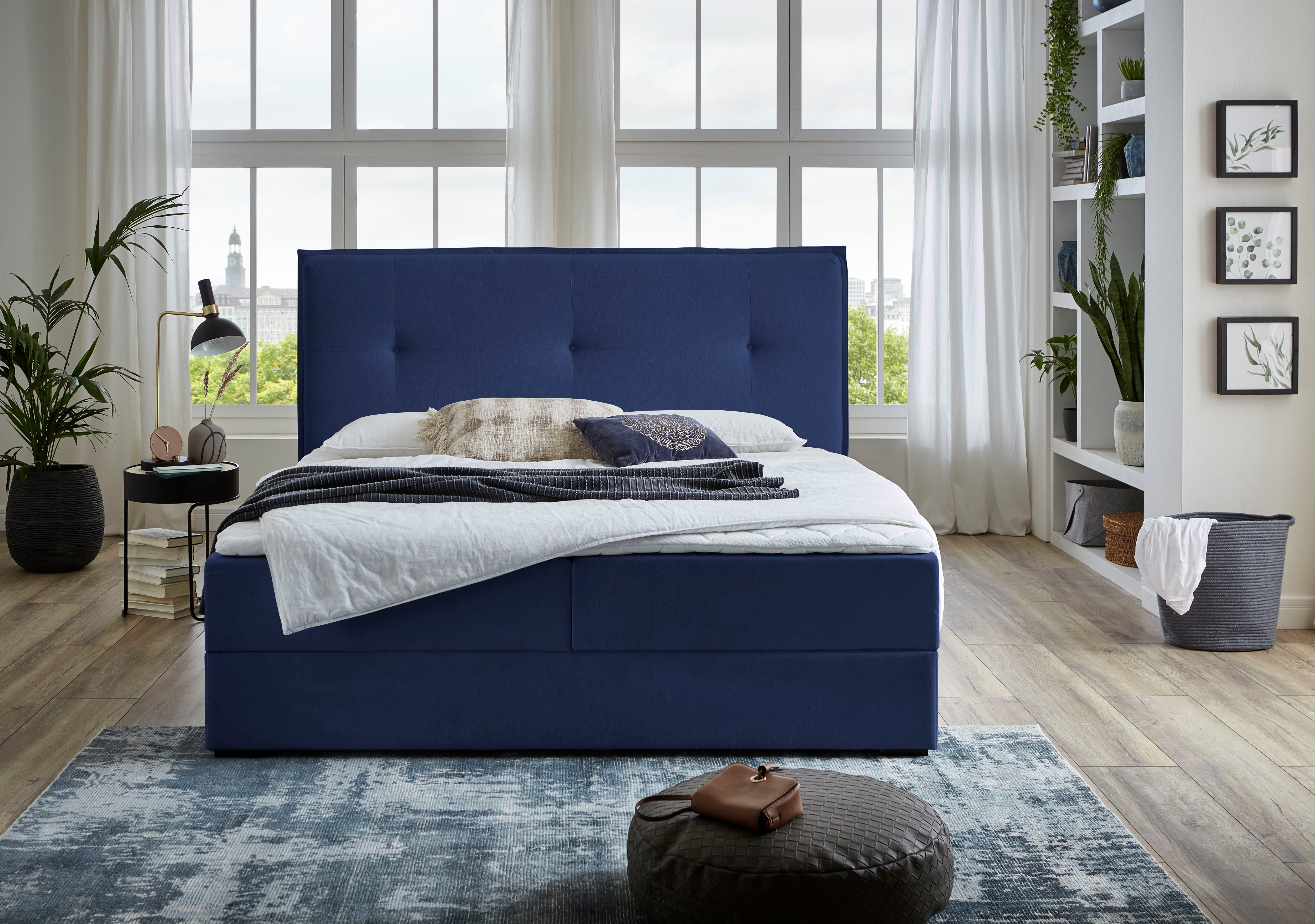 ATLANTIC home collection Boxspring Lucy met bedkist boxsprings blauw