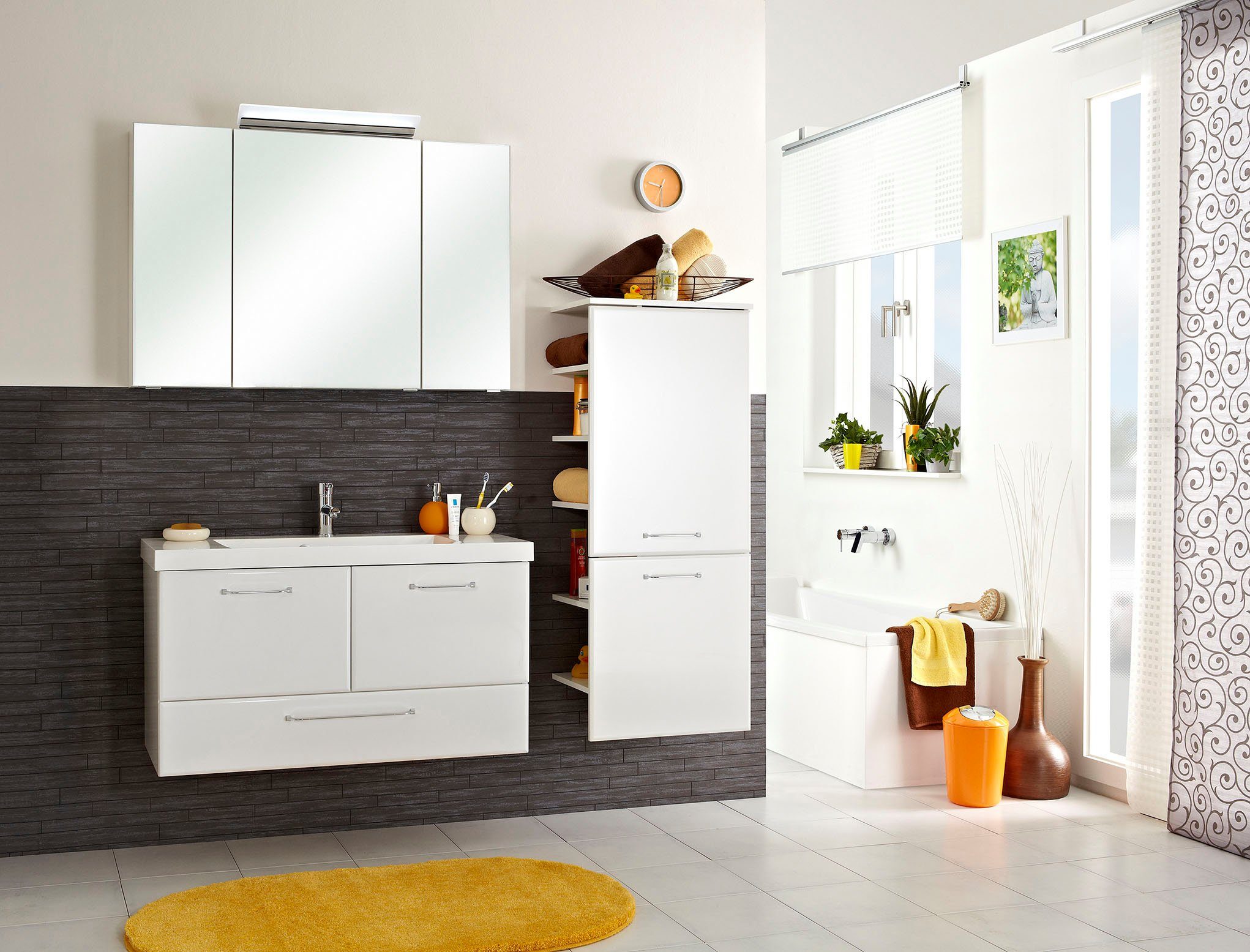 Saphir Halfhoge kast Quickset badkamermeubel 50 cm breed, 2 deuren, zijplanken Badkamer-halfhoge kast inclusief deurdemper, grepen in glanzend chroom