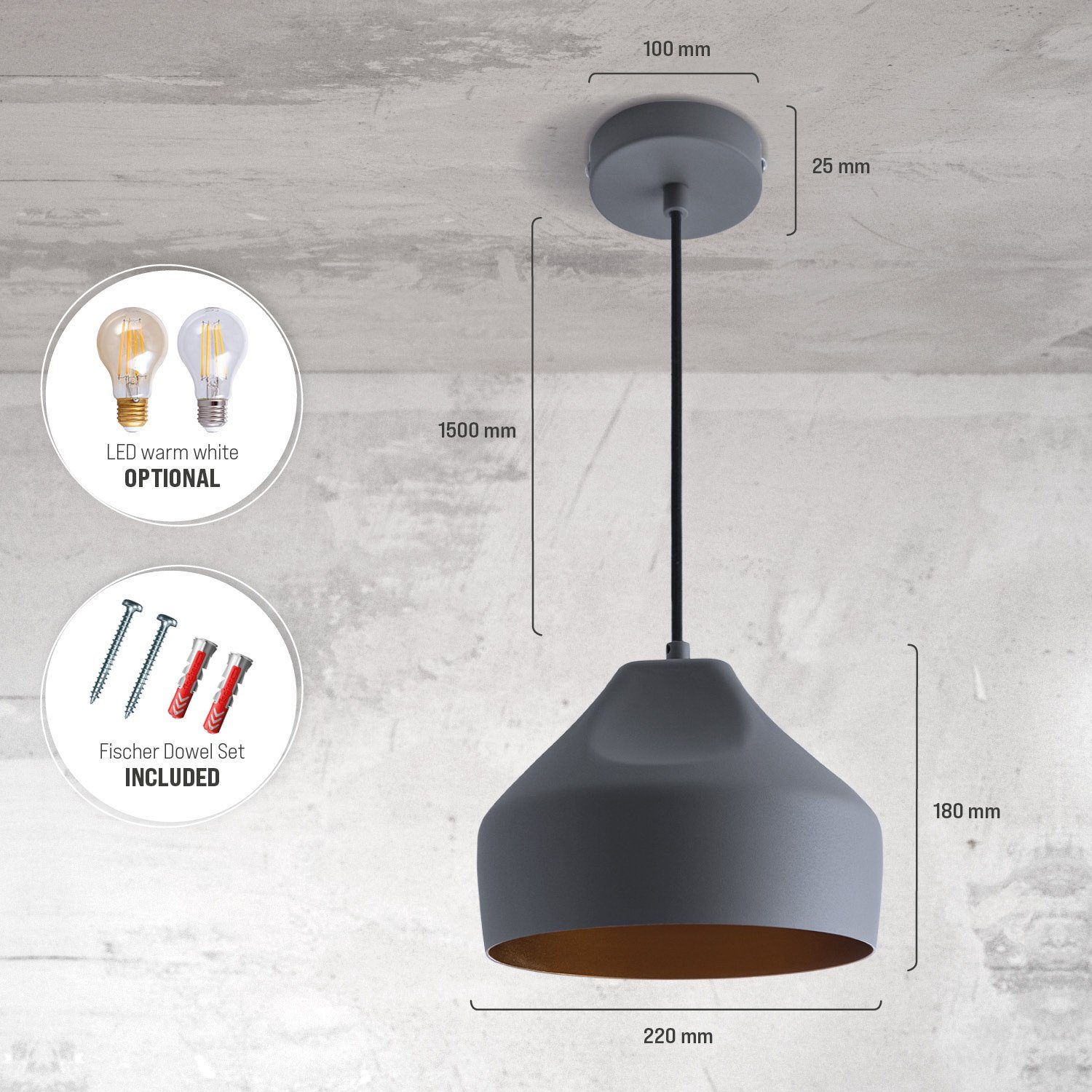 Paco Home Hanglamp HURLEY U Hanglamp eetkamer keukenlamp hangend Eettafellamp binnenin in goudkleur