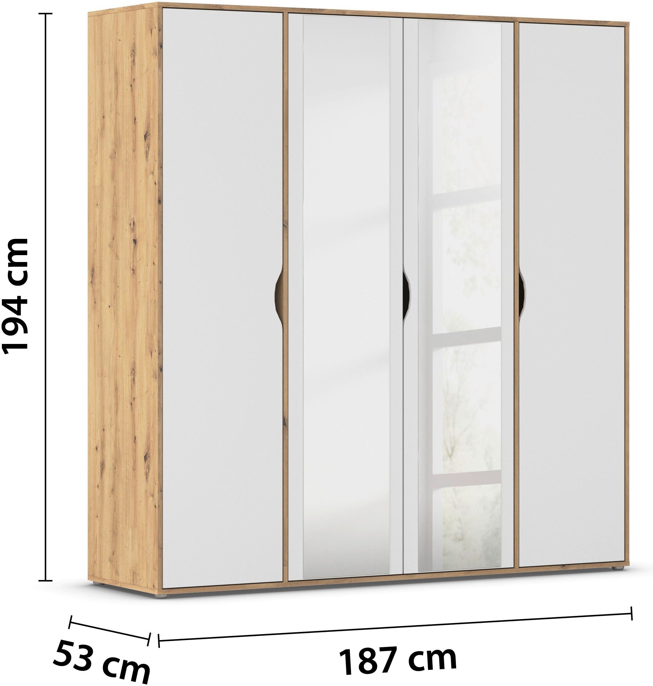 rauch Draaideurkast Kledingkast Kast Garderobe Wasmand NARAI met Spiegel Greefaansluitingen voor een greeploze look TOPSELLER MADE IN GERMANY