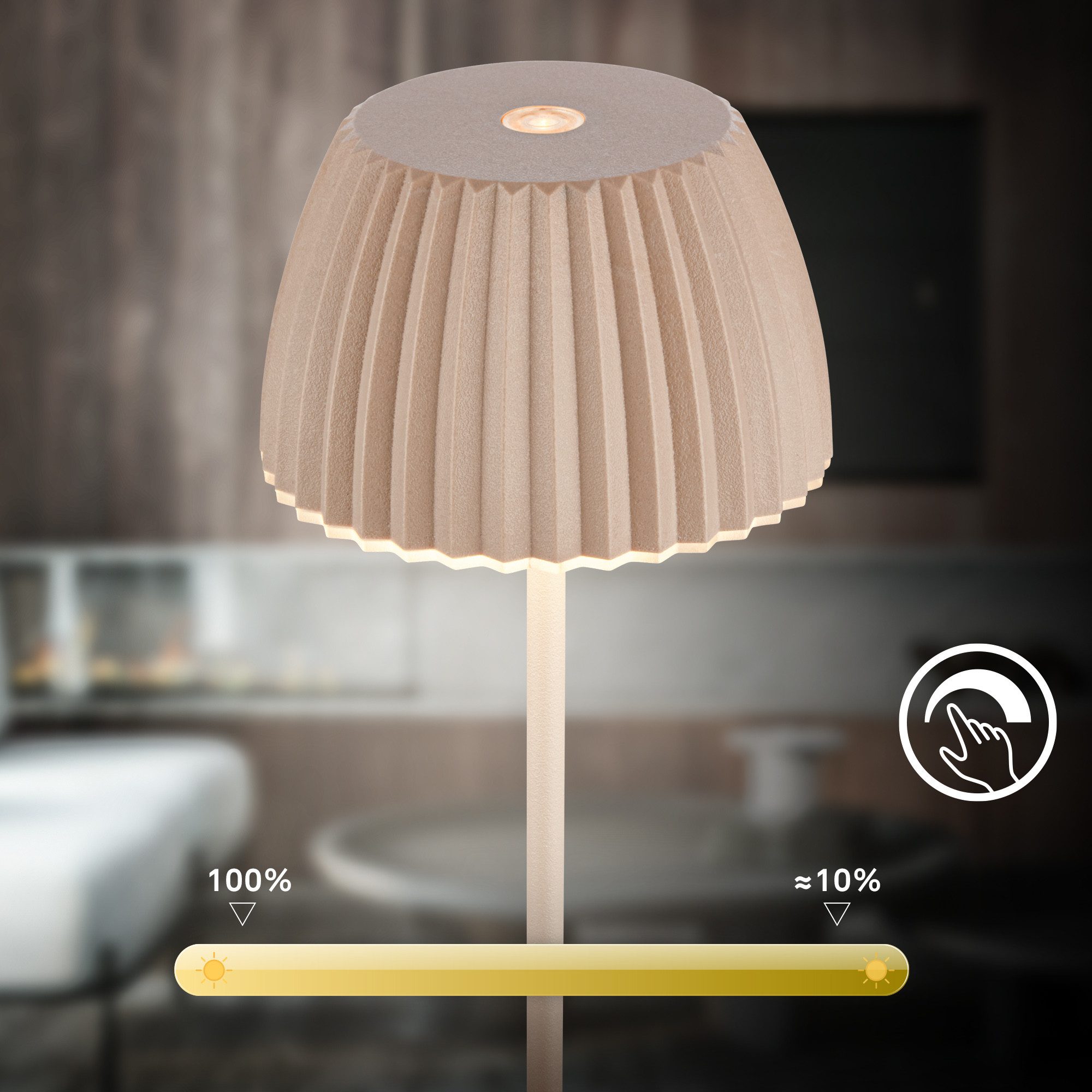 Briloner Leuchten Led-tafellamp Accu LED tafellamp, mini, beige