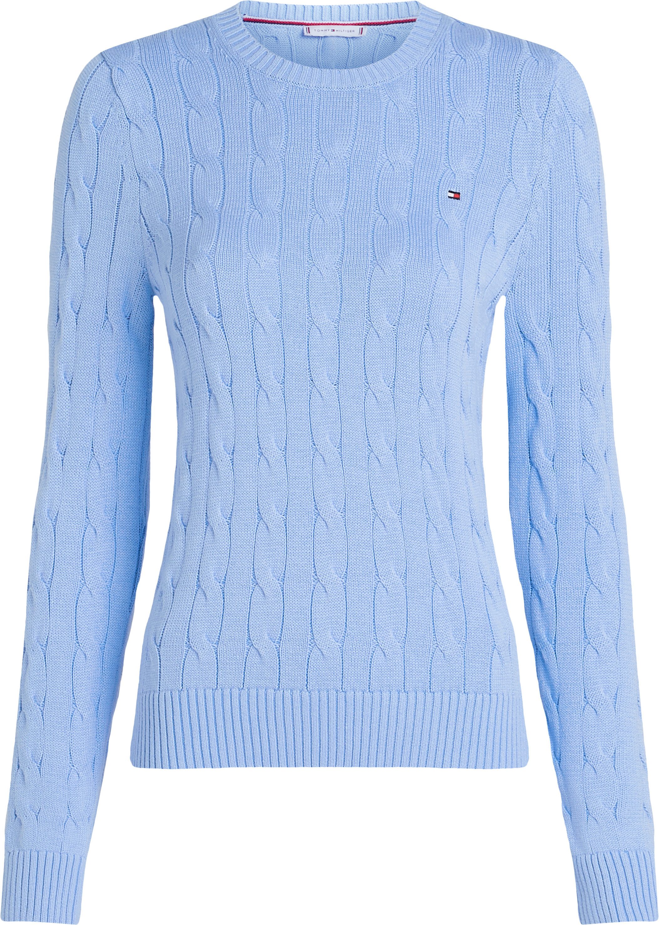 Tommy Hilfiger Trui met ronde hals CO CABLE VAR LS C-NK SWT met kabelpatroon logo-borduursel