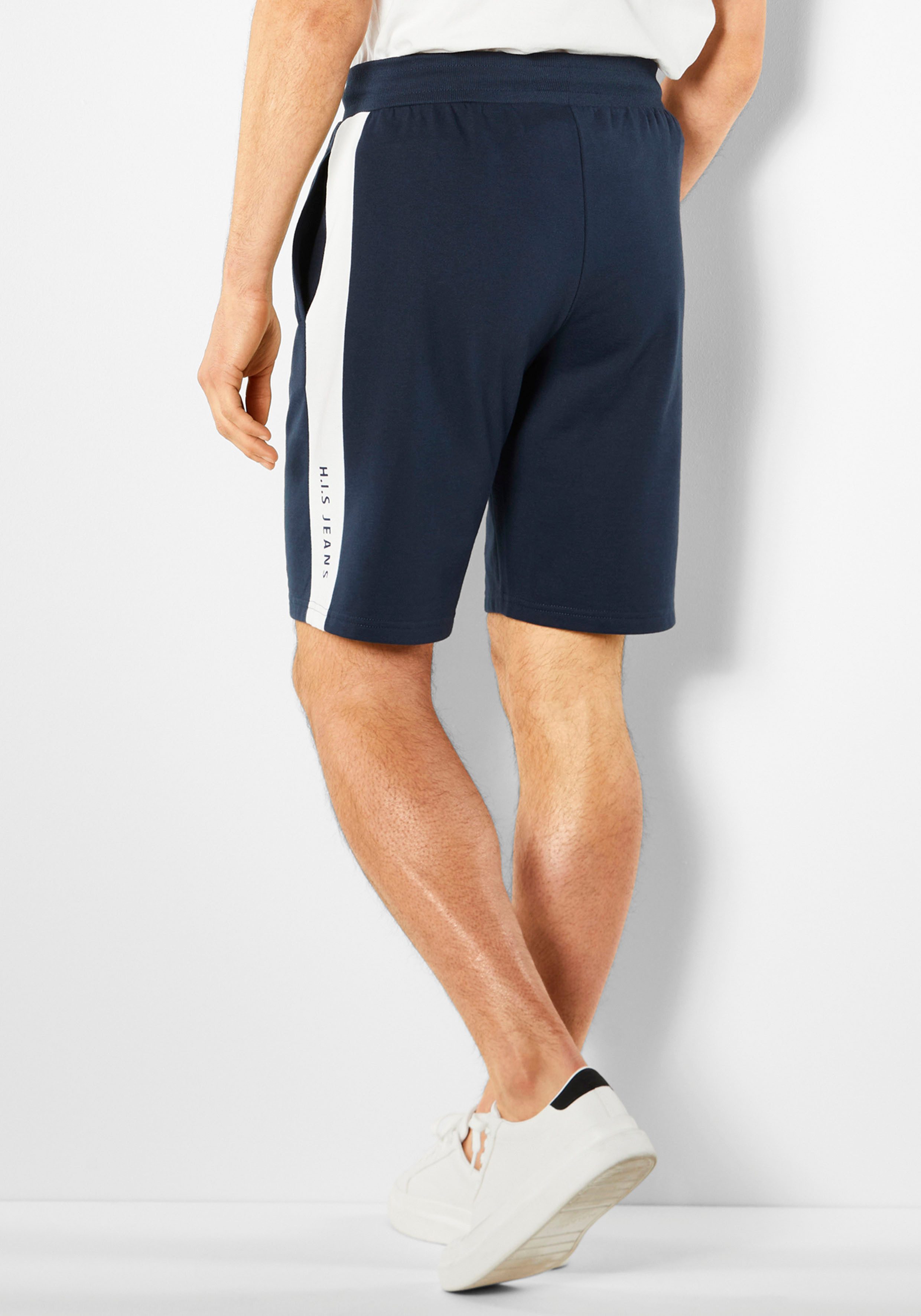 H.I.S Sweatshort opzij strepen met logoprint